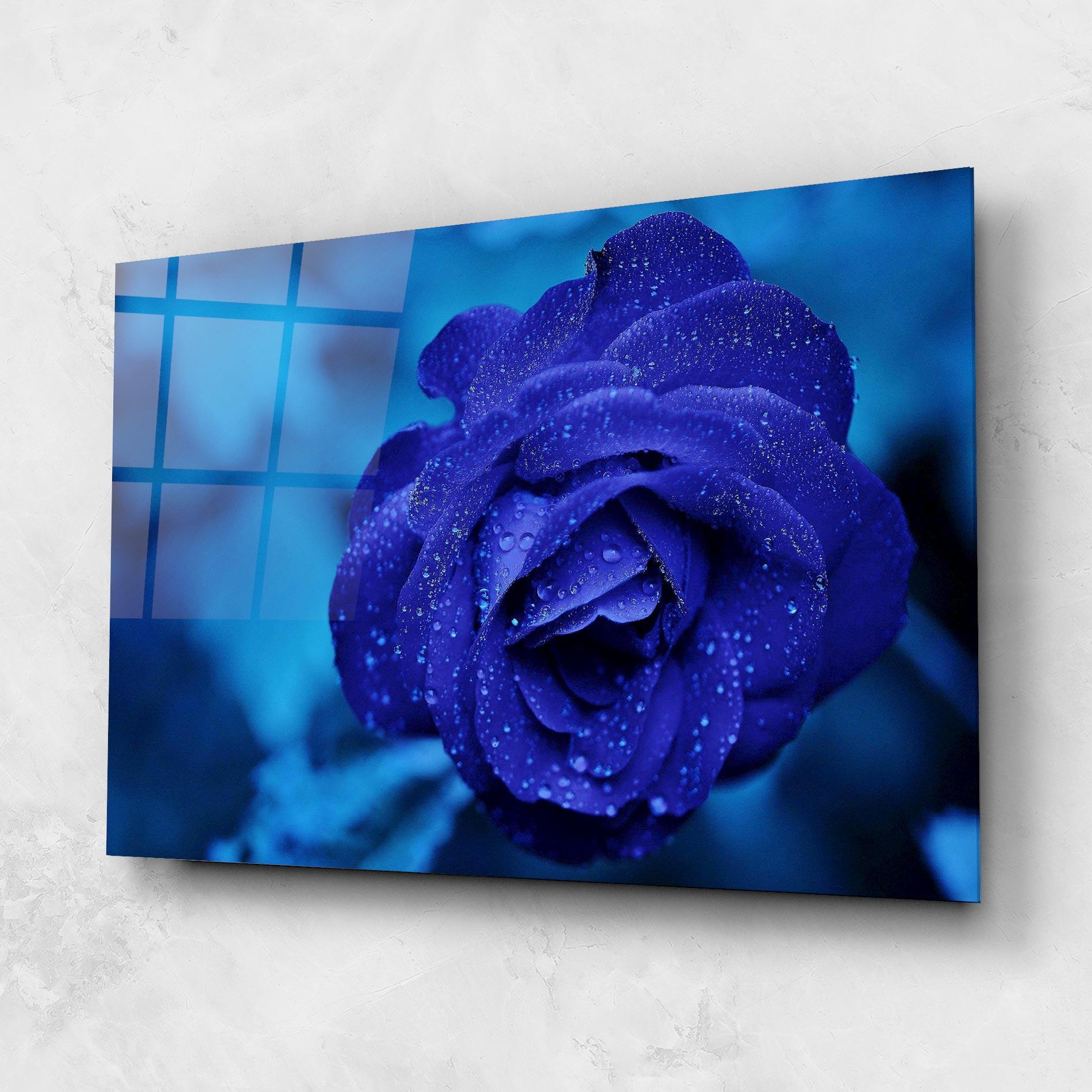 Glasbild Blue Water Rose mockup 1