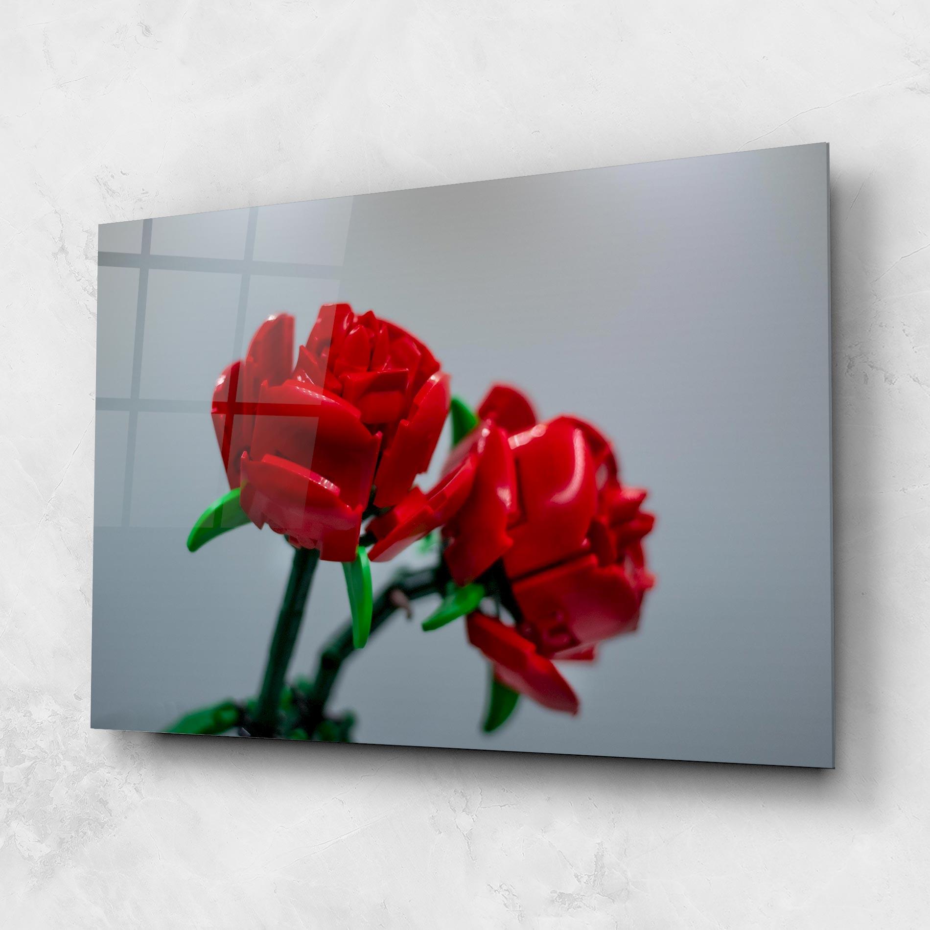 Glasbild Lego Red Roses mockup 1
