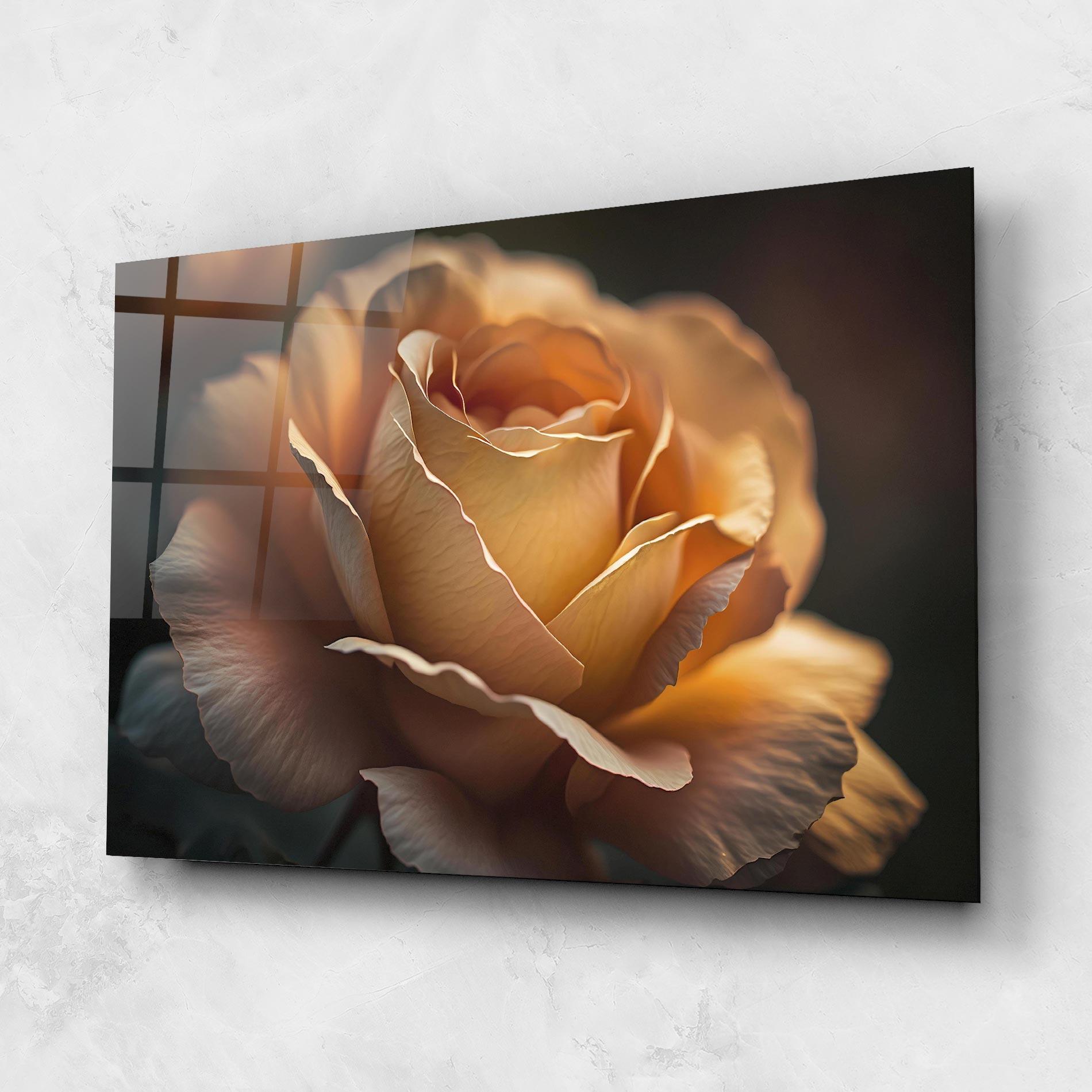 Glasbild Light Orange Rose Close Up mockup 1