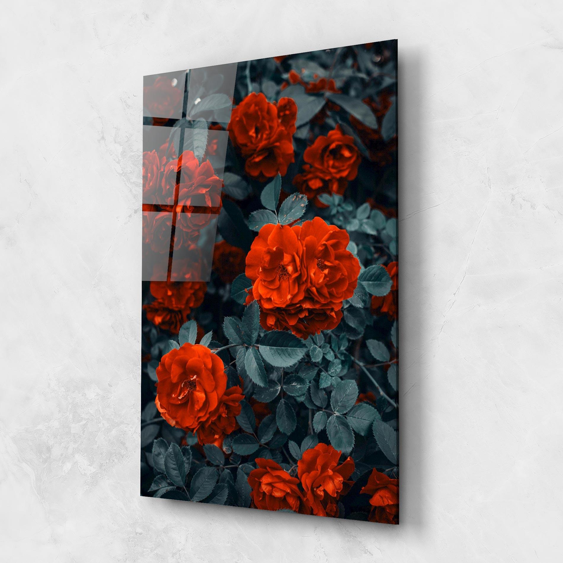 Glasbild Bright Red Rose mockup 1