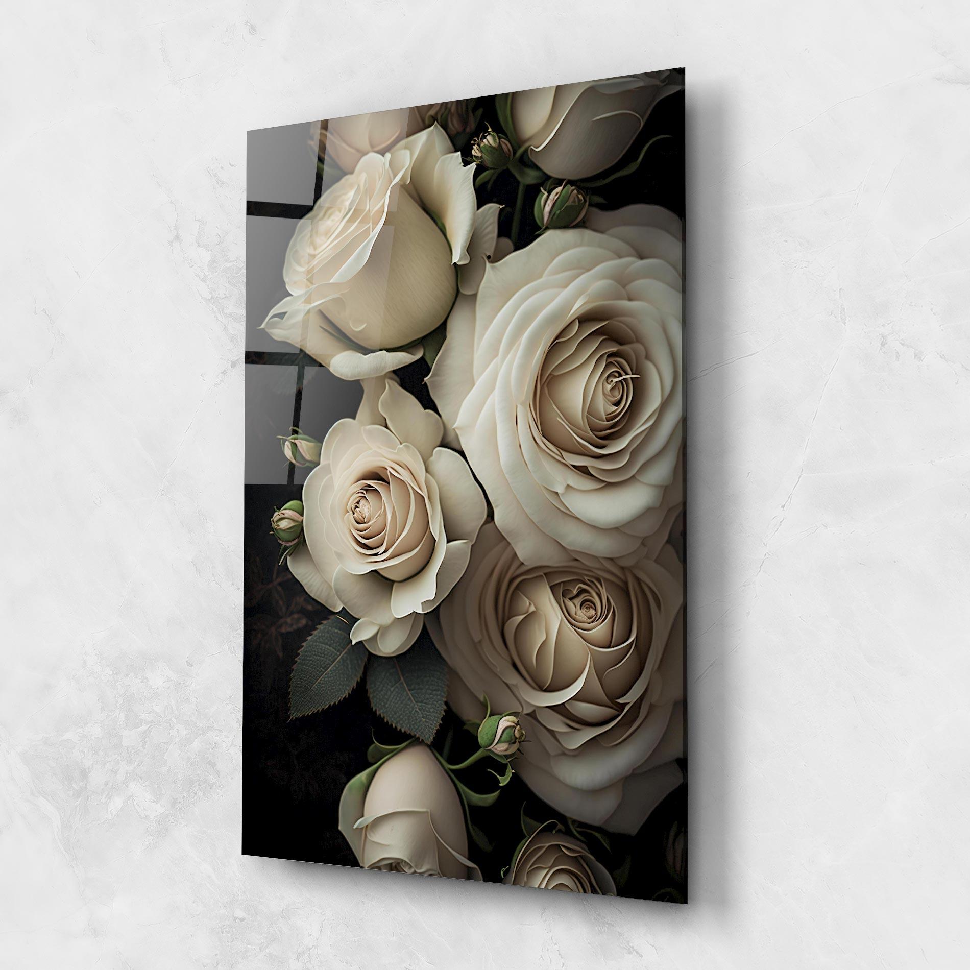 Glasbild Cream Roses Close Up mockup 1