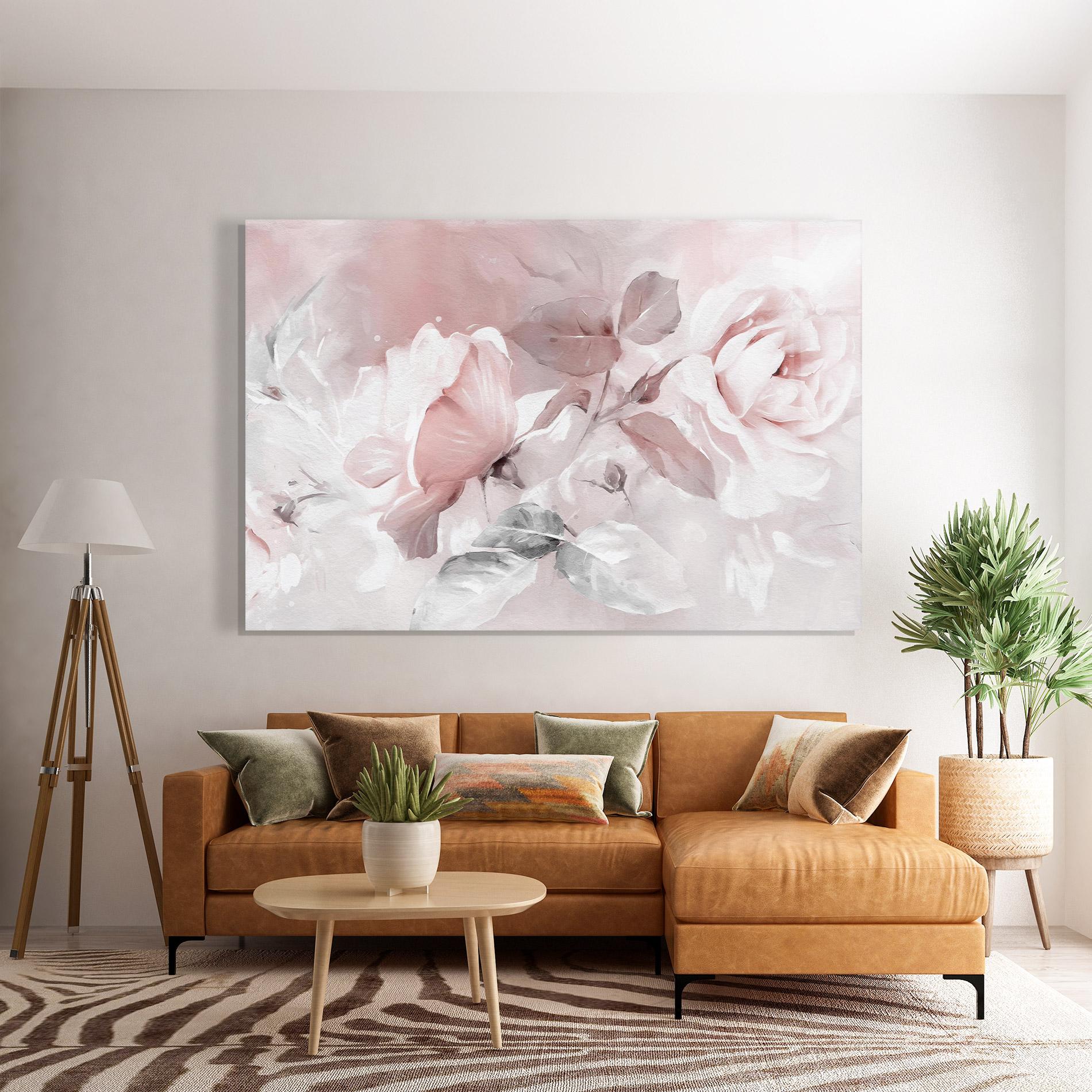 Glasbild Abstract Pink Flowers mockup 7
