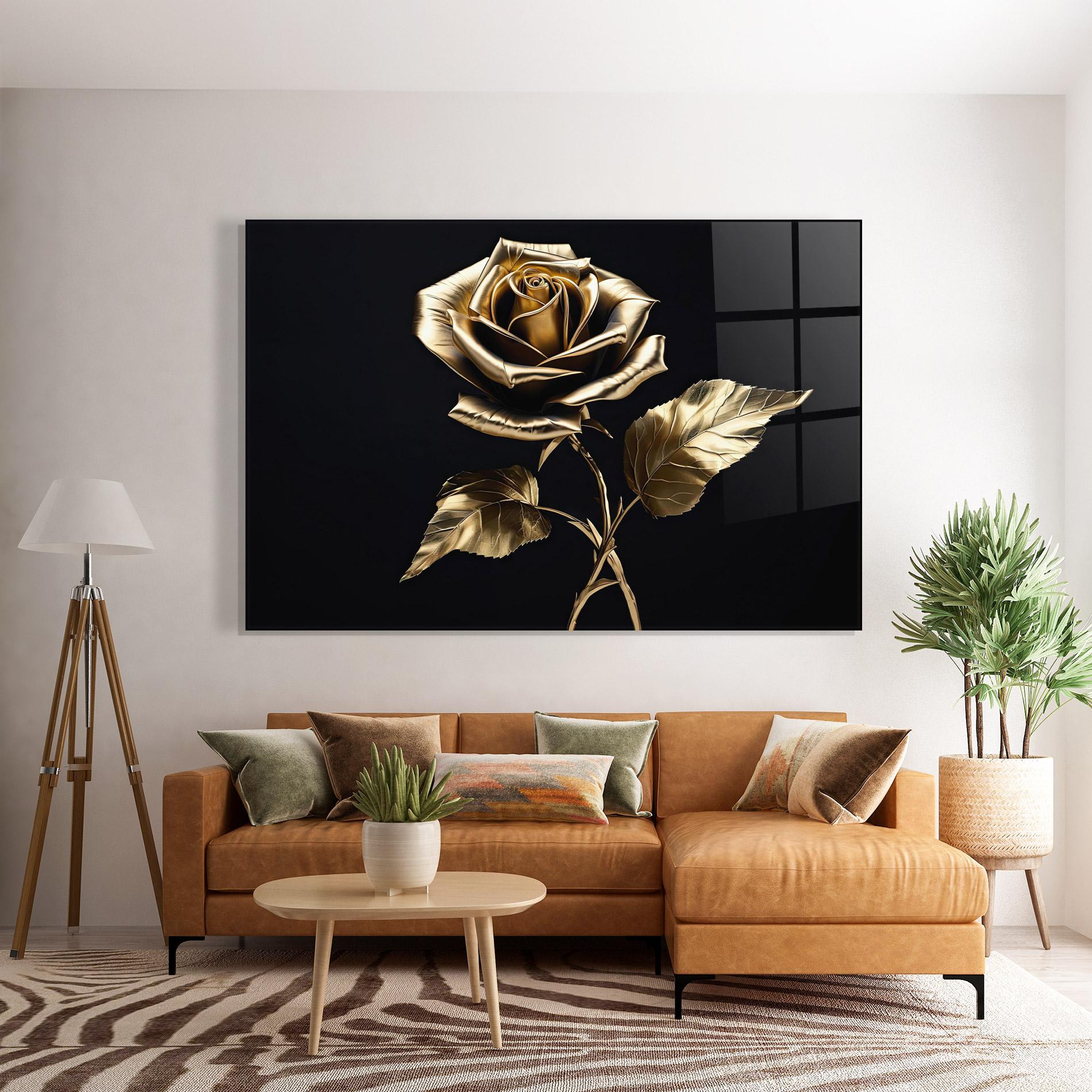 Glasbild Beautiful Golden Rose mockup 7