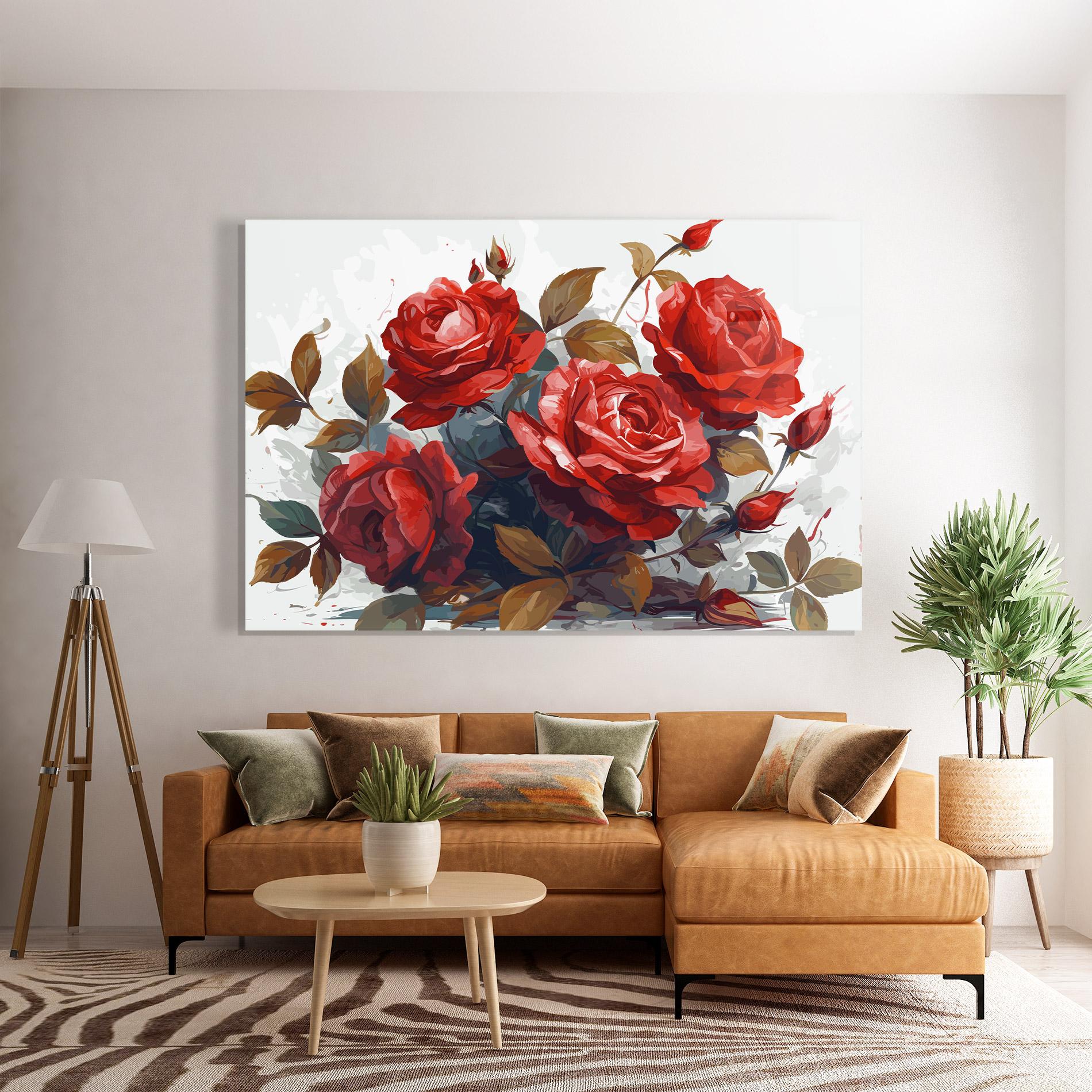 Glasbild Beautiful Red Roses mockup 7