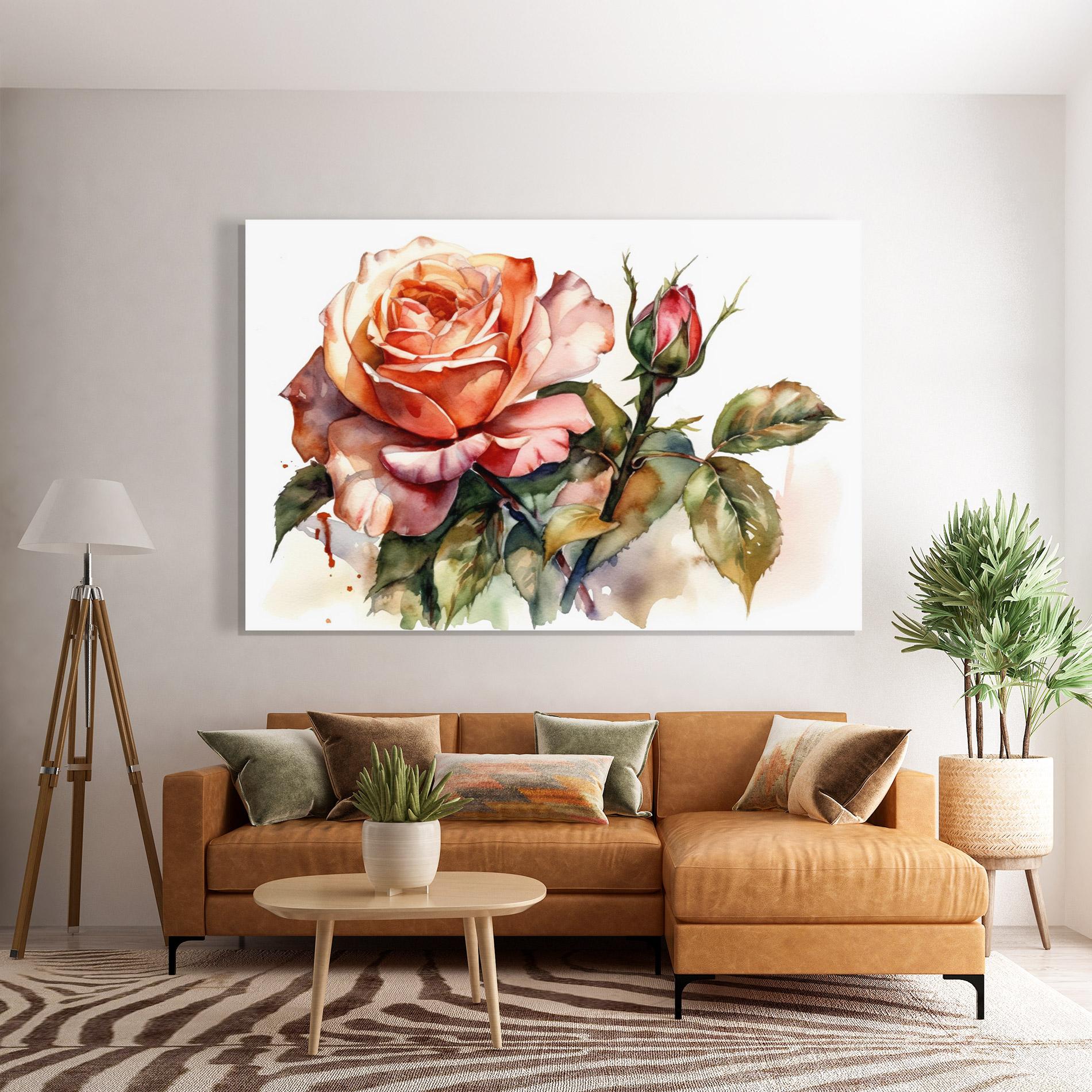 Glasbild Big Rose Painted mockup 7