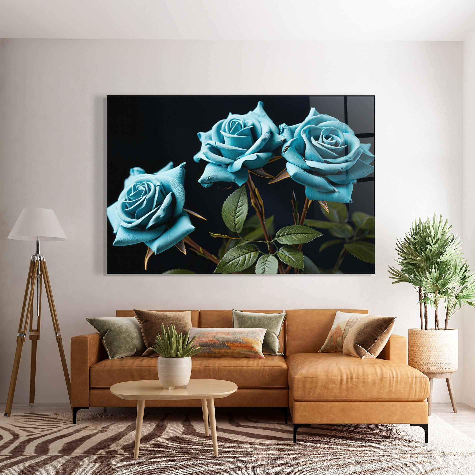 Glasbild Blue Roses mockup 7
