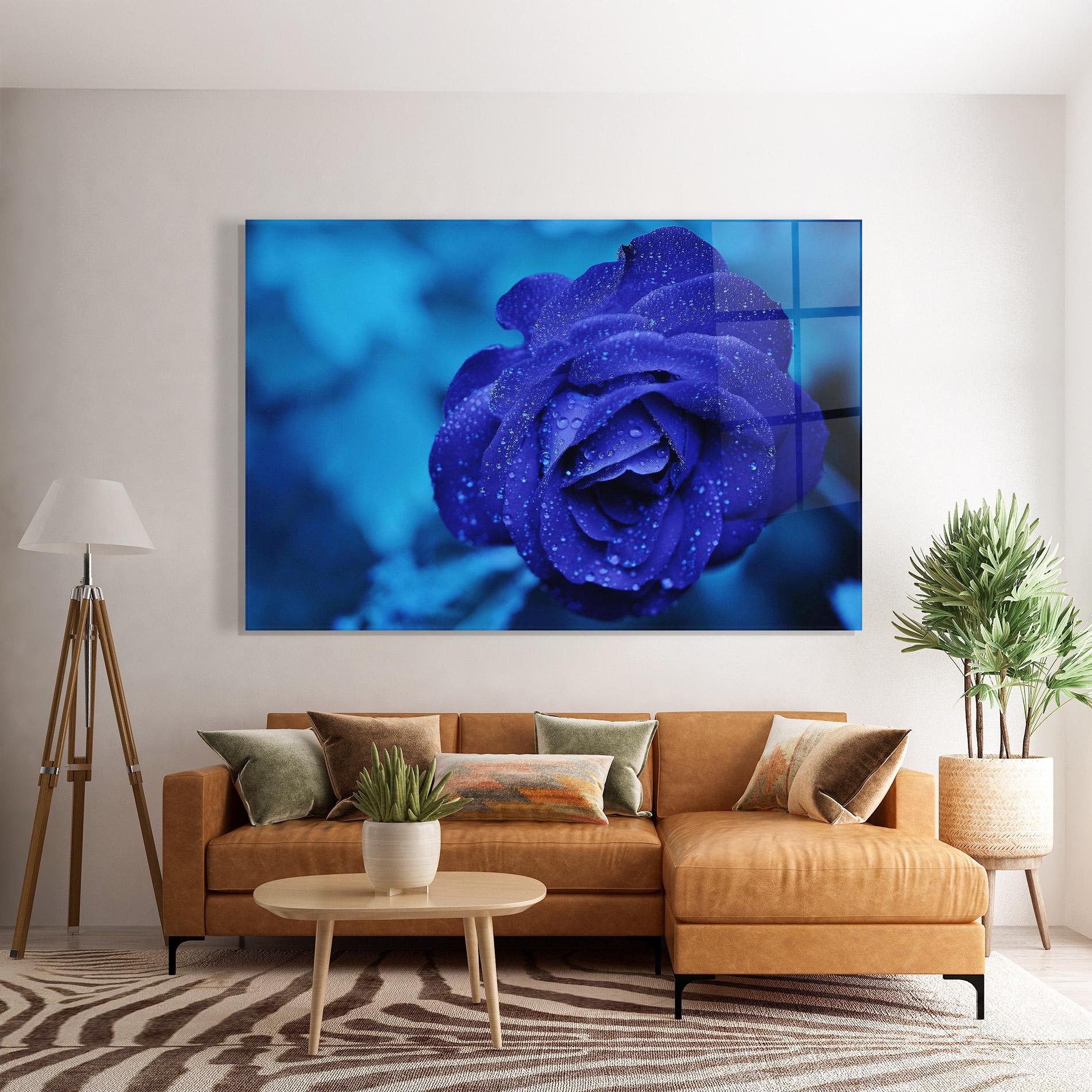 Glasbild Blue Water Rose mockup 7