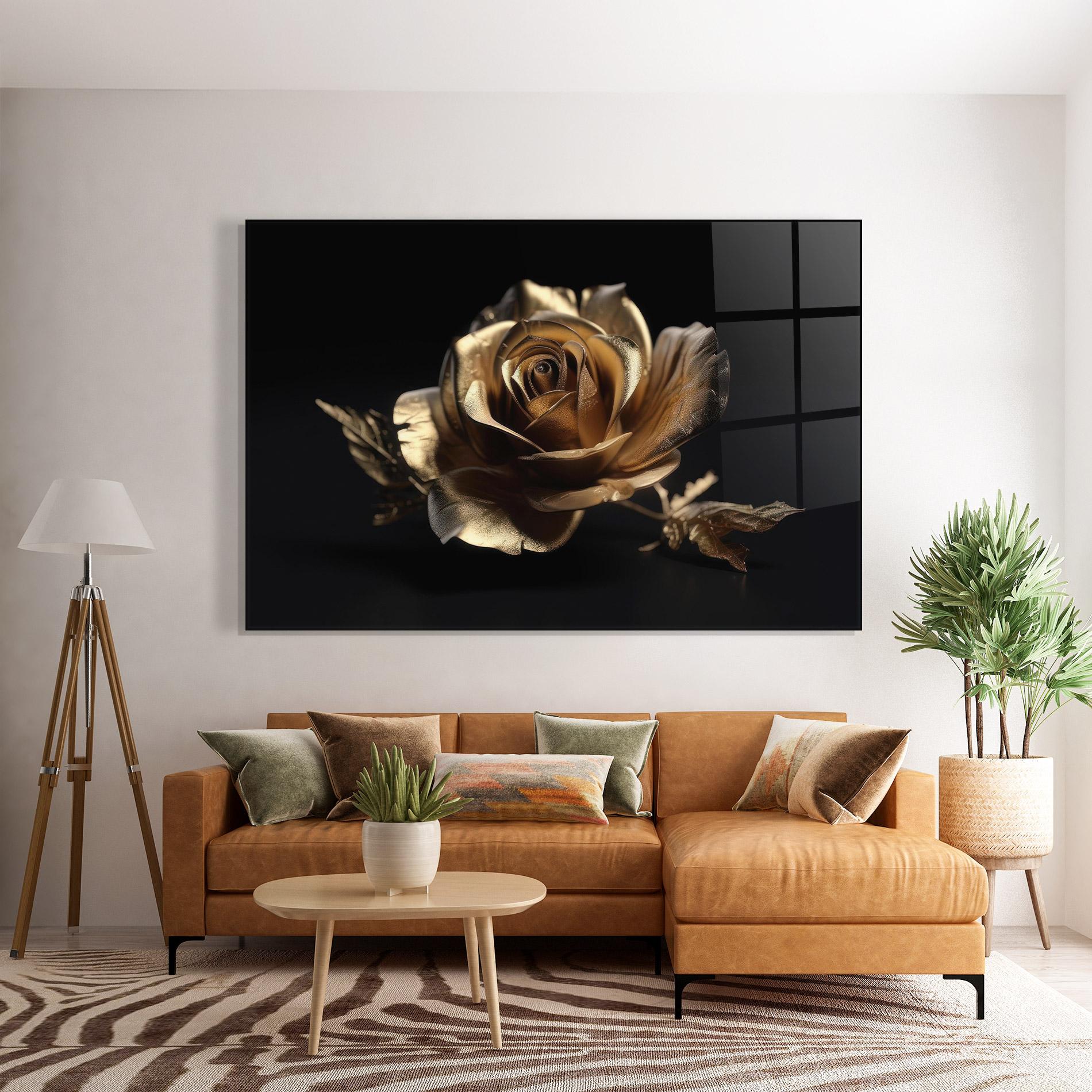 Glasbild Gold Rose mockup 7