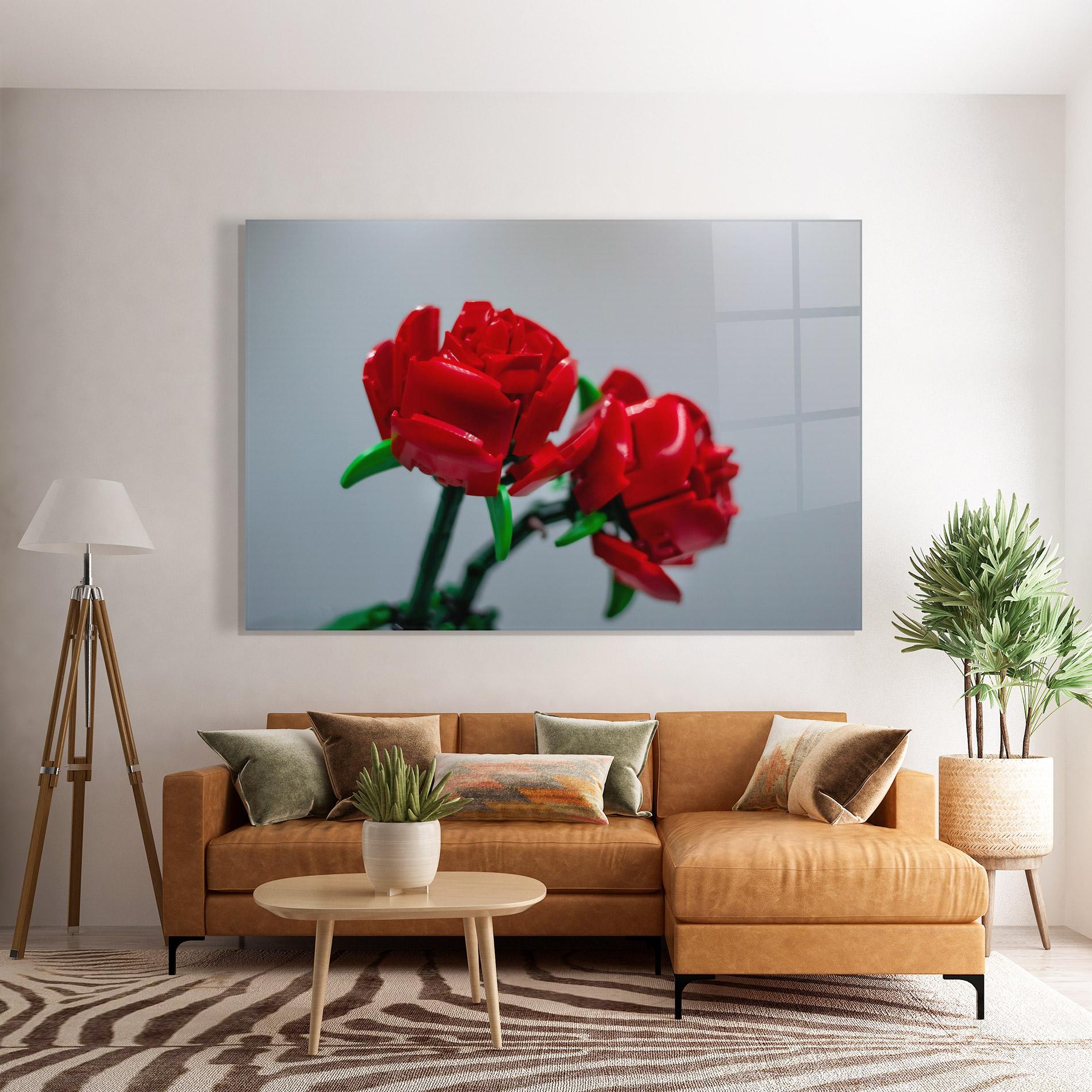 Glasbild Lego Red Roses mockup 7