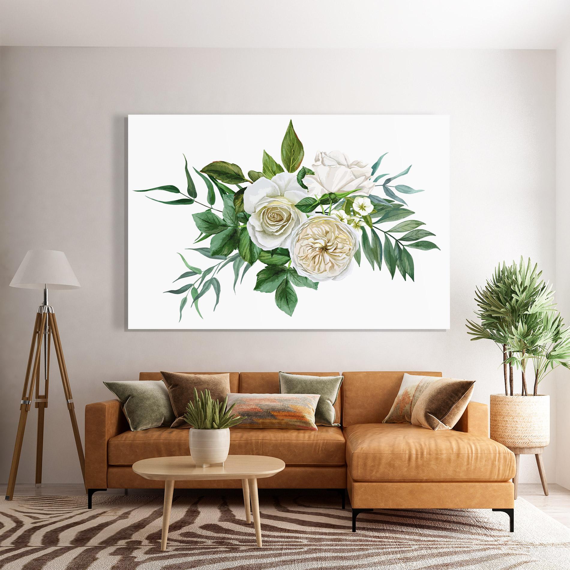 Glasbild White Cream Rose mockup 7