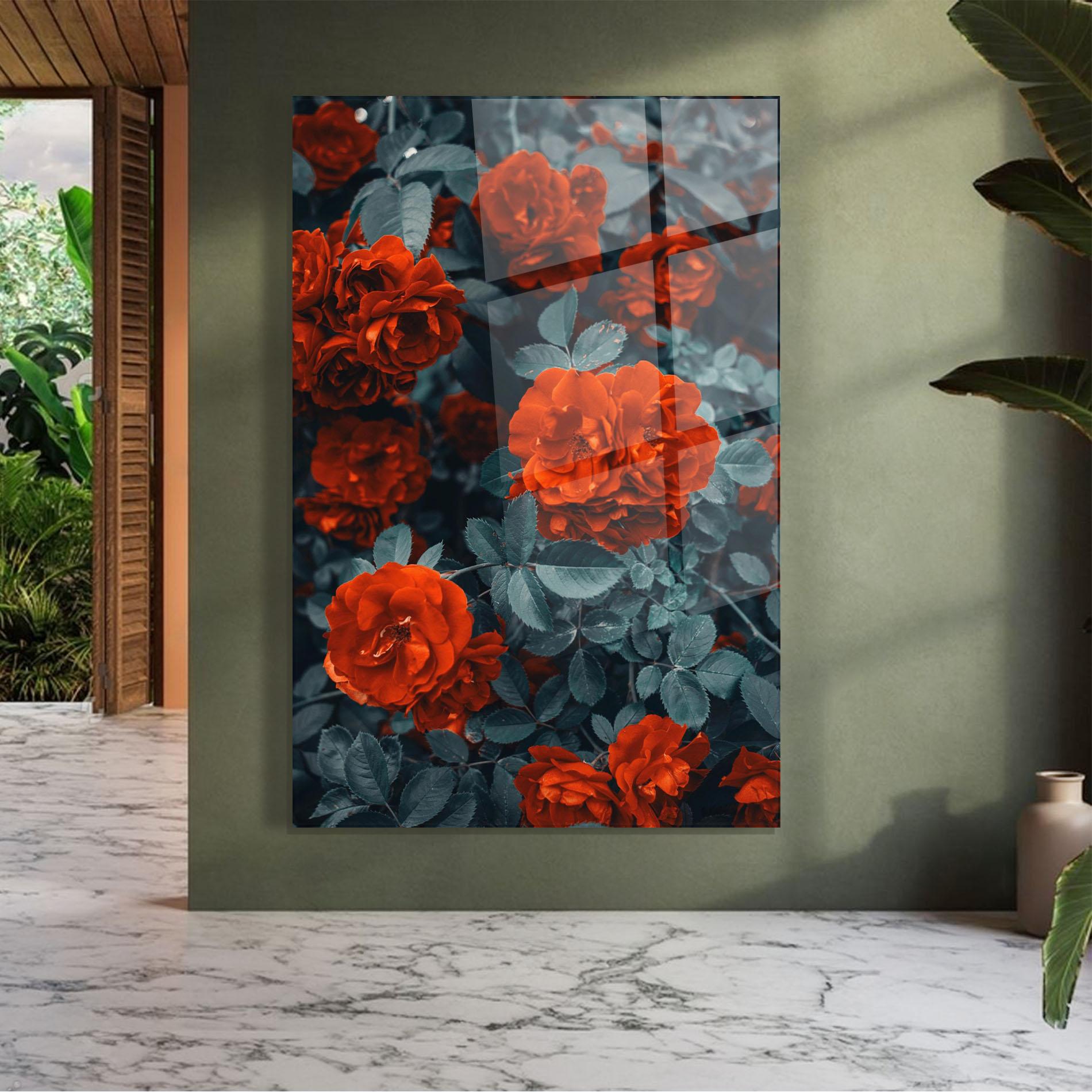 Glasbild Bright Red Rose mockup 7