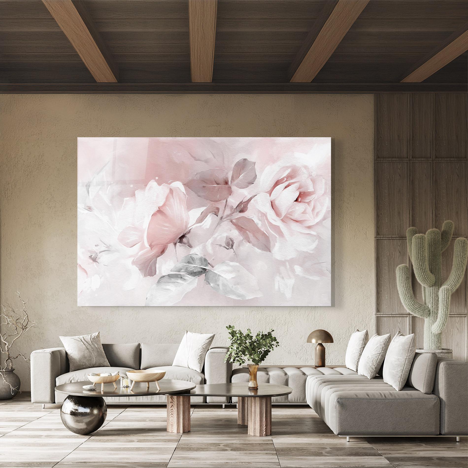 Glasbild Abstract Pink Flowers mockup 8