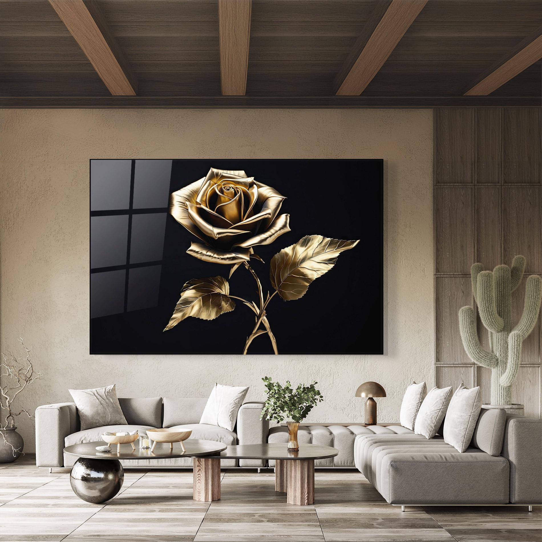 Glasbild Beautiful Golden Rose mockup 8