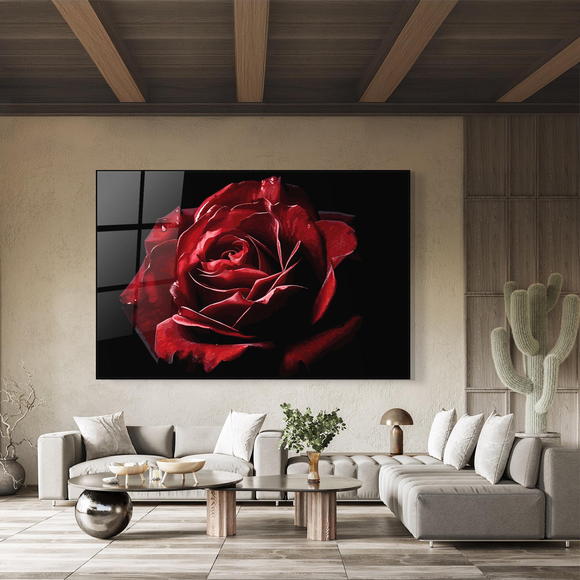 Glasbild Big Red Rose mockup 8