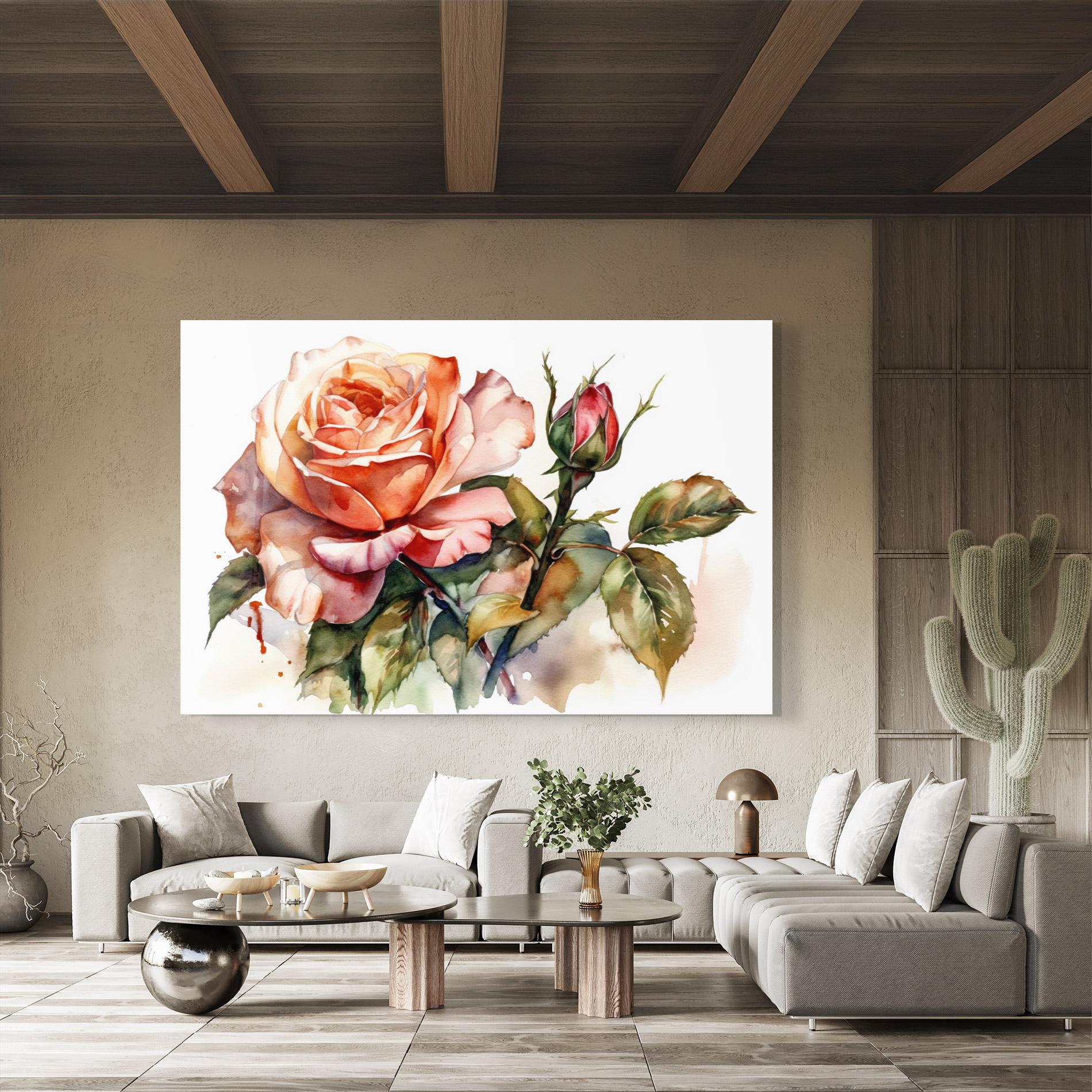 Glasbild Big Rose Painted mockup 8