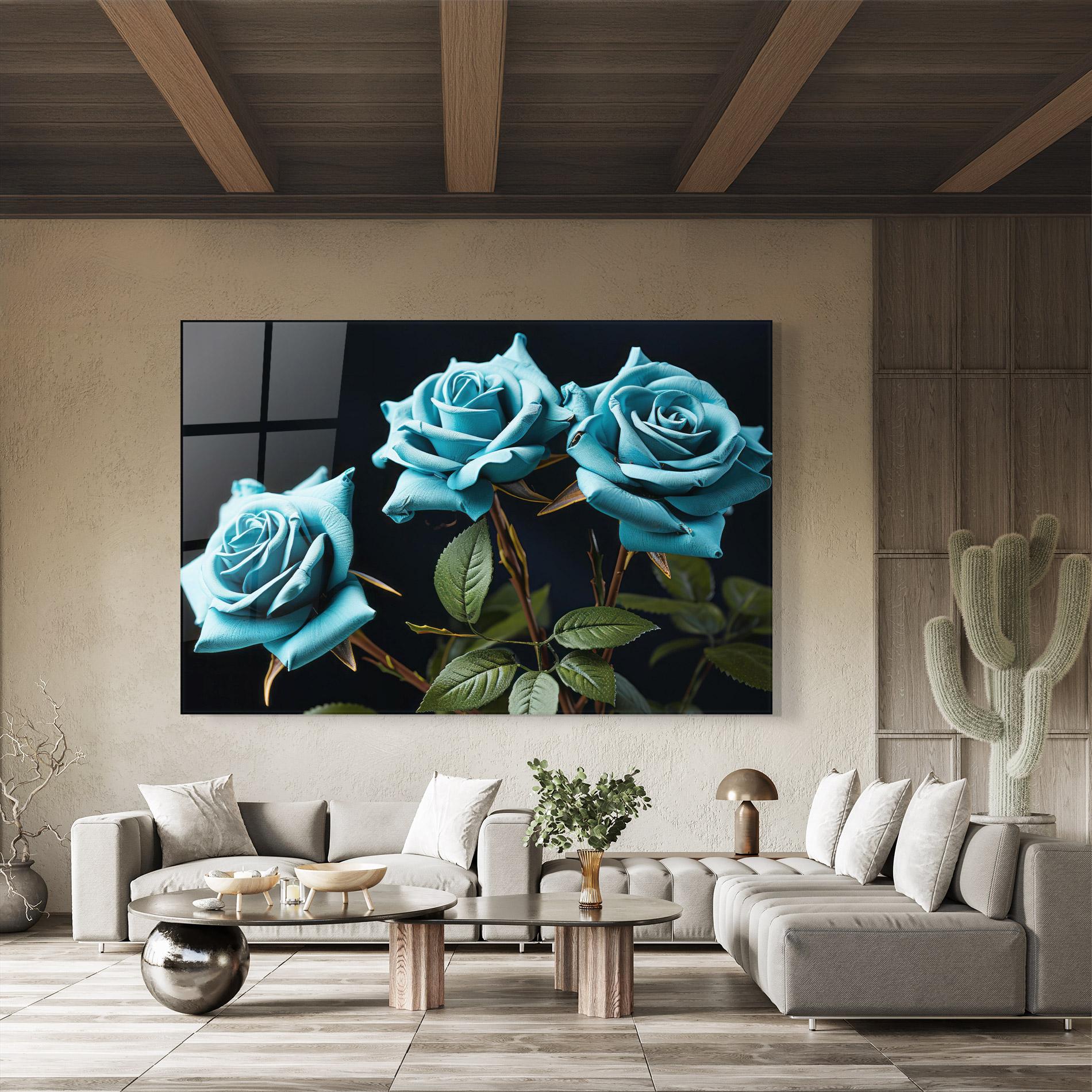 Glasbild Blue Roses mockup 8