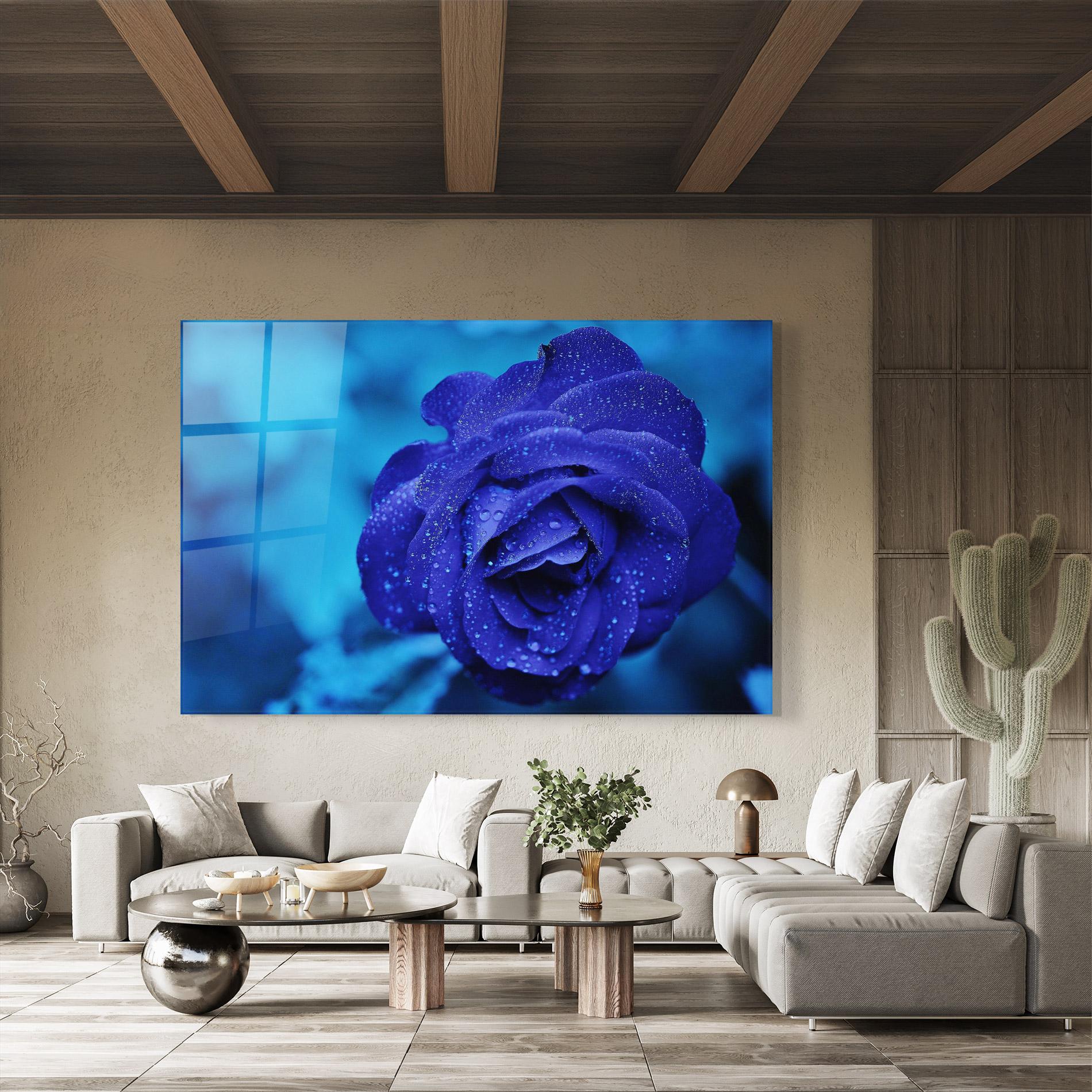 Glasbild Blue Water Rose mockup 8
