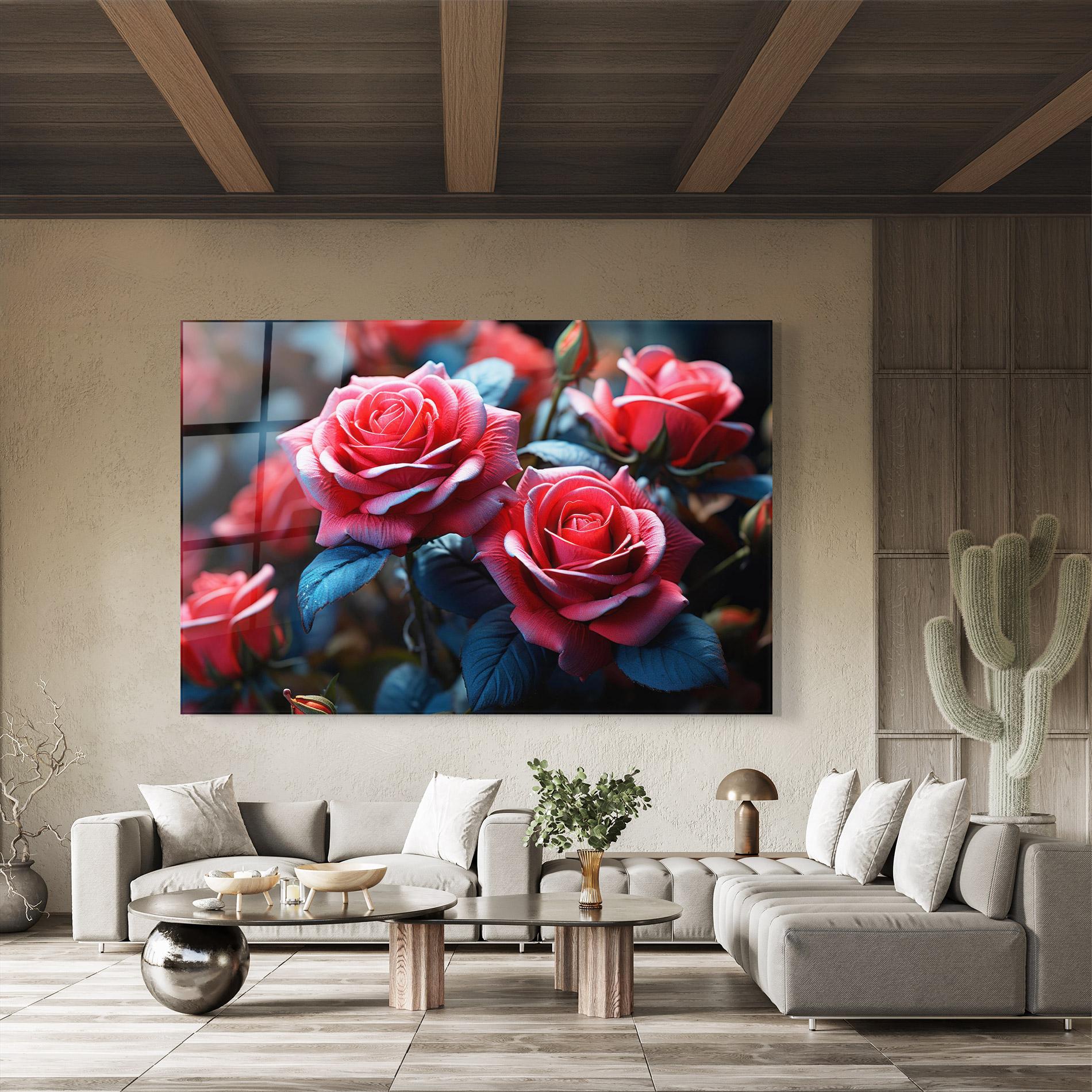 Glasbild Dark Pink Rose mockup 8