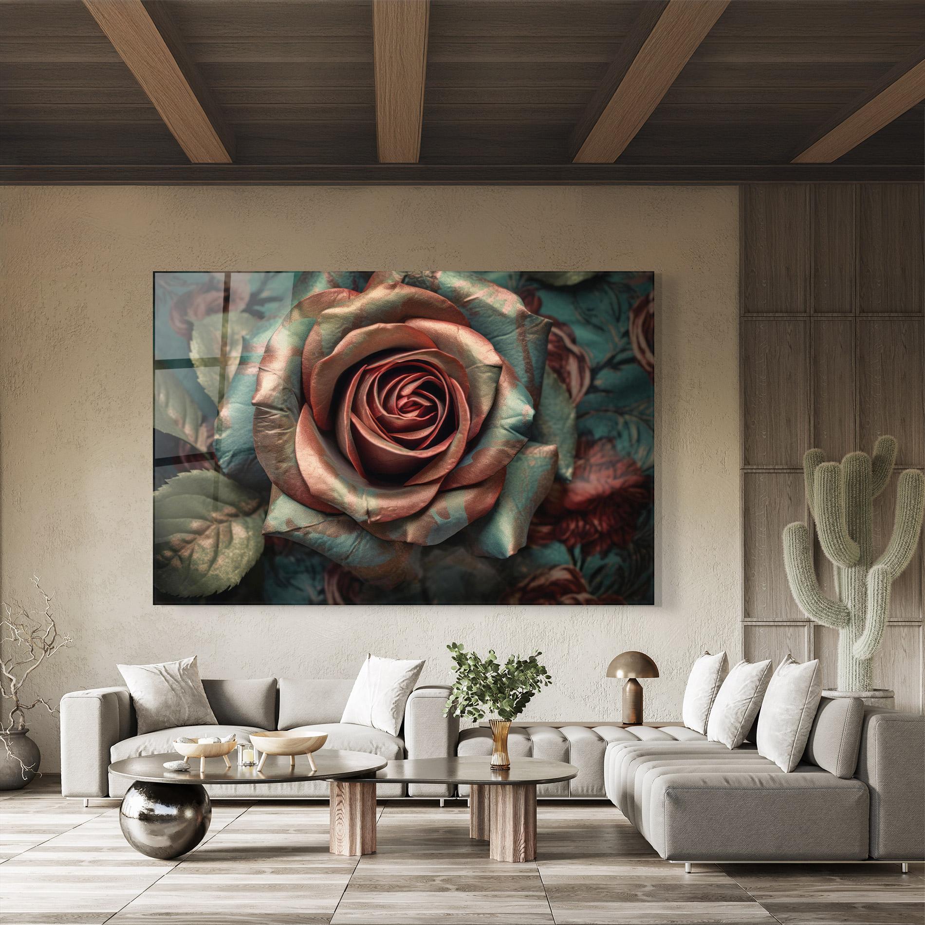 Glasbild Exotic Blue Rose mockup 8