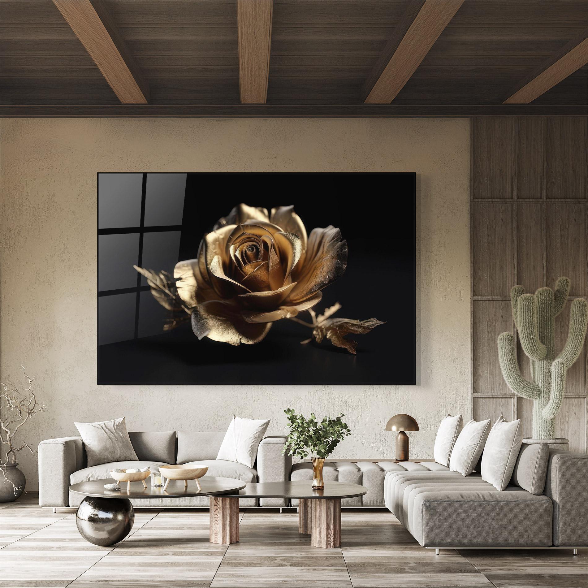 Glasbild Gold Rose mockup 8