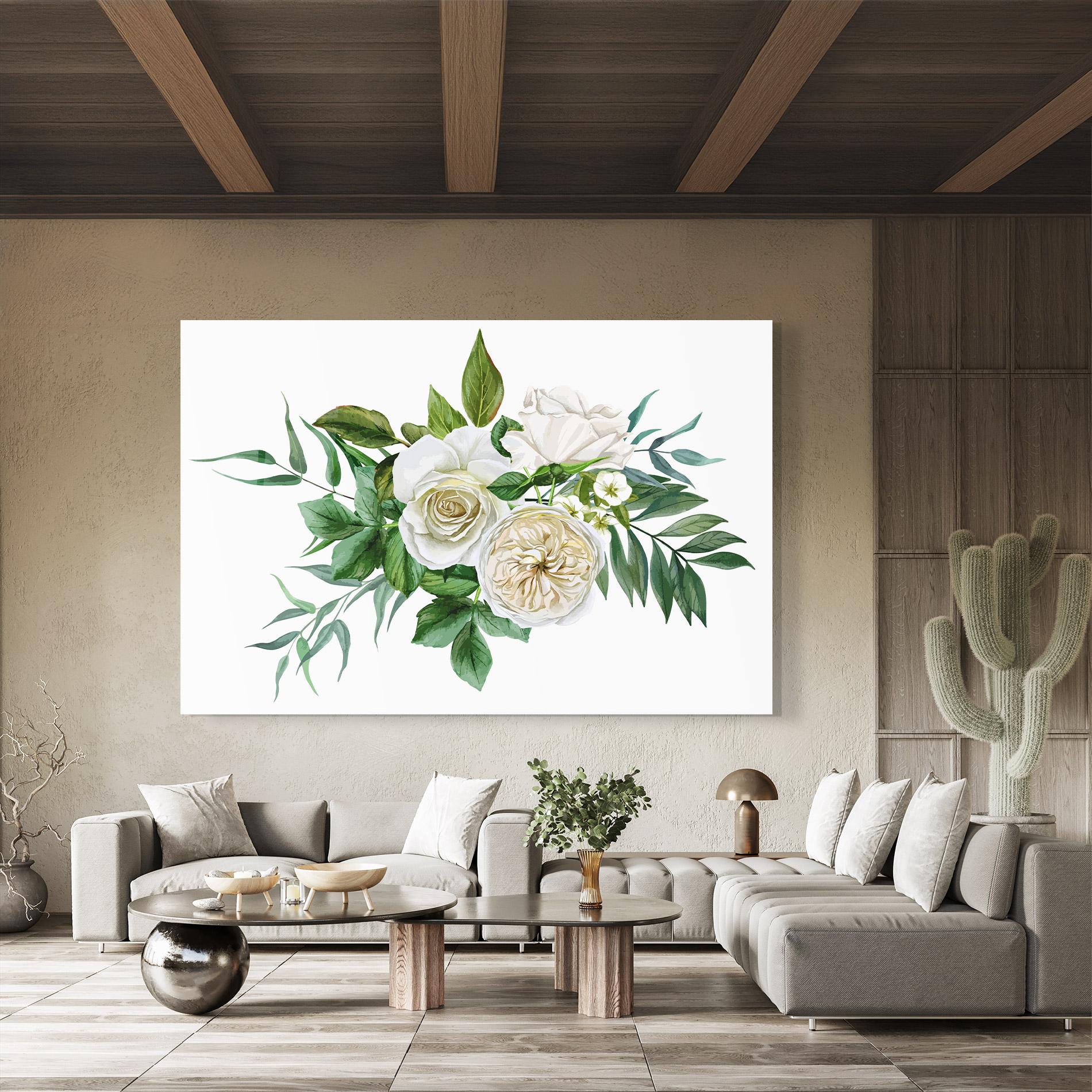 Glasbild White Cream Rose mockup 8