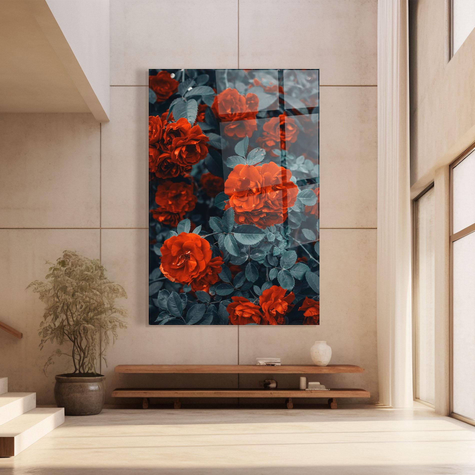 Glasbild Bright Red Rose mockup 8