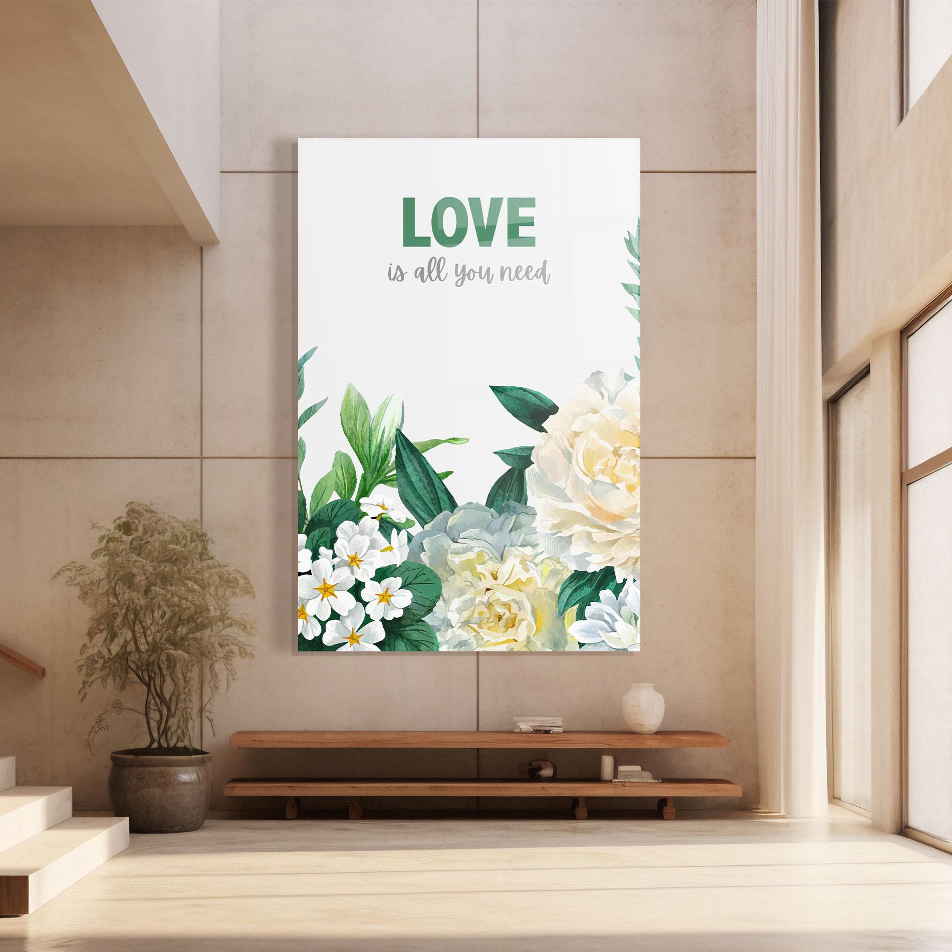 Glasbild Green Rose Love mockup 8
