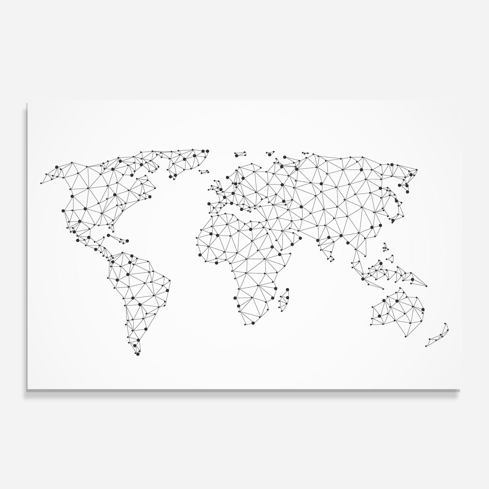 Glasbild Black Map Line mockup 0