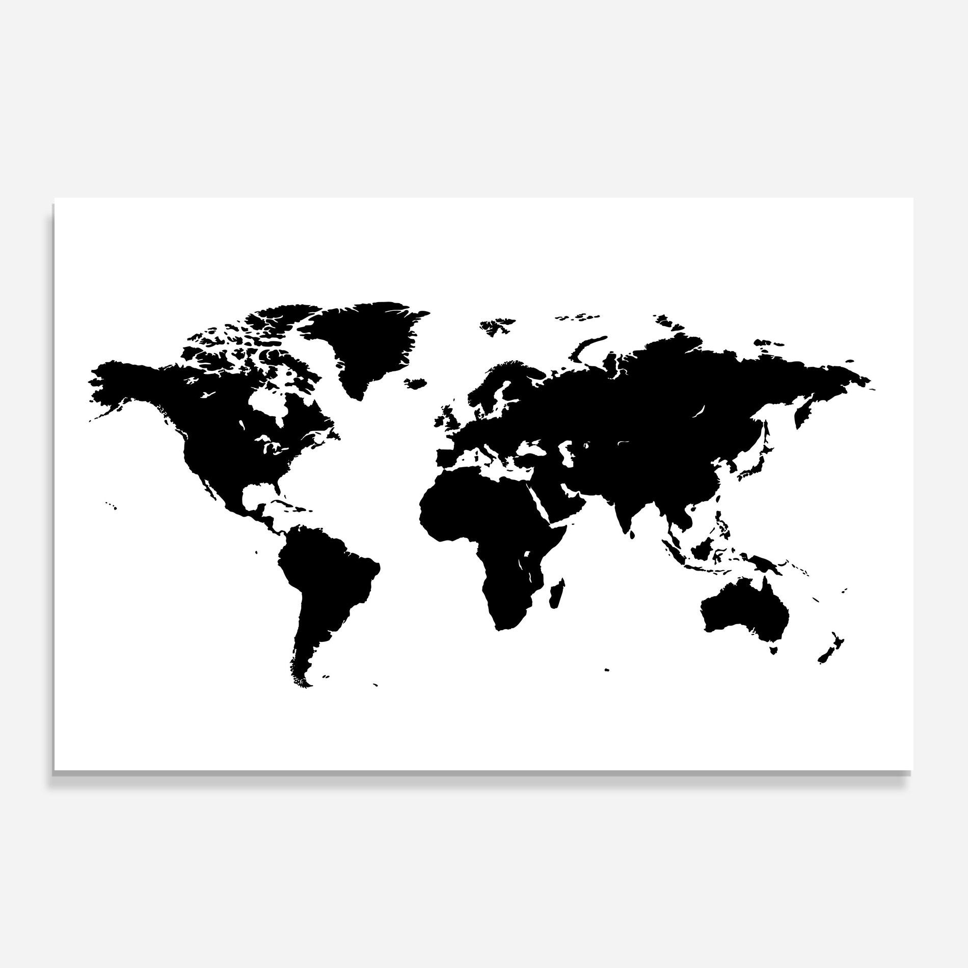 Glasbild Black World Map mockup 0