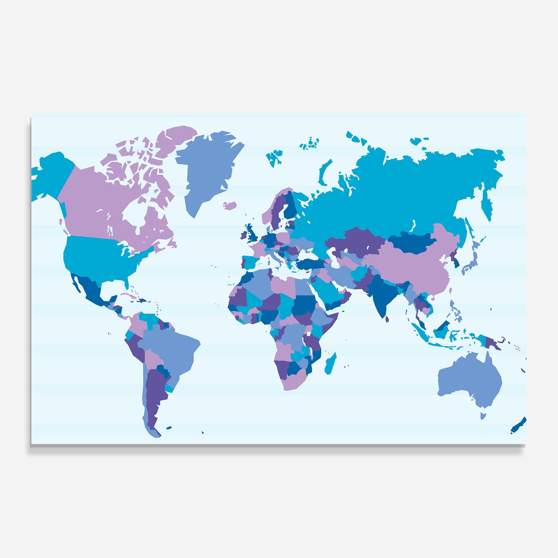 Glasbild Blue Purple Map mockup 0