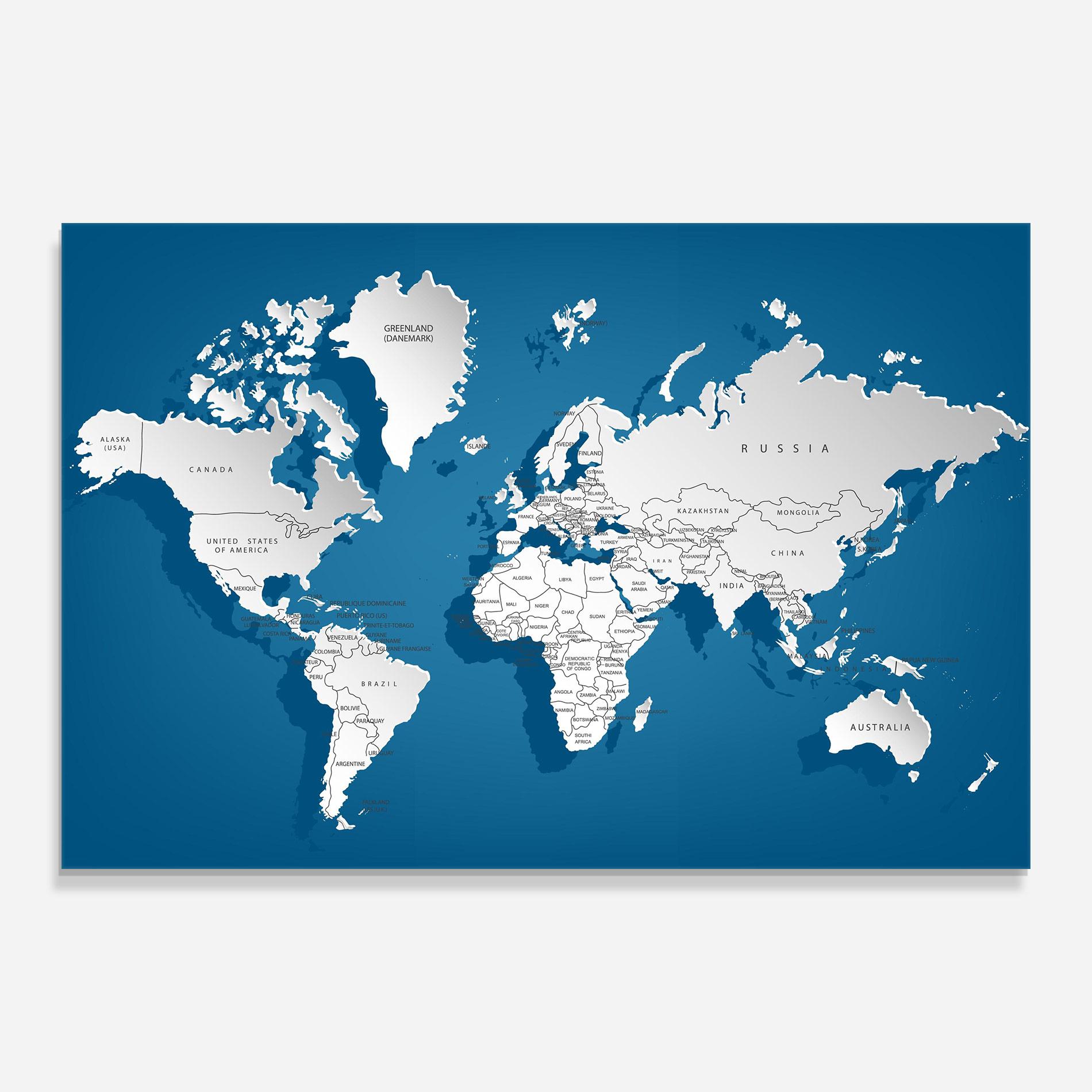 Glasbild Blue White Map mockup 0