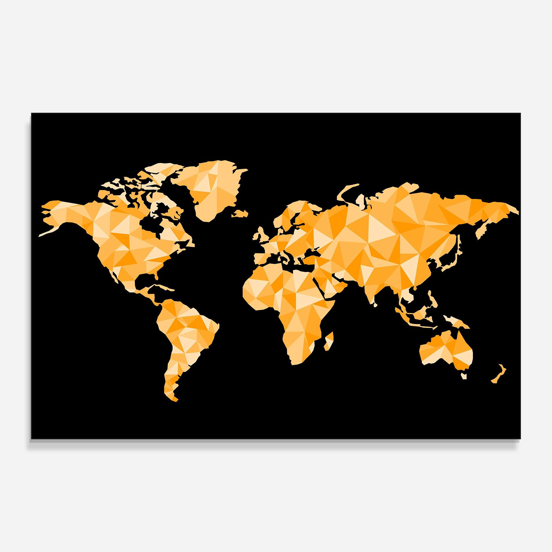 Glasbild Orange World Map mockup 0
