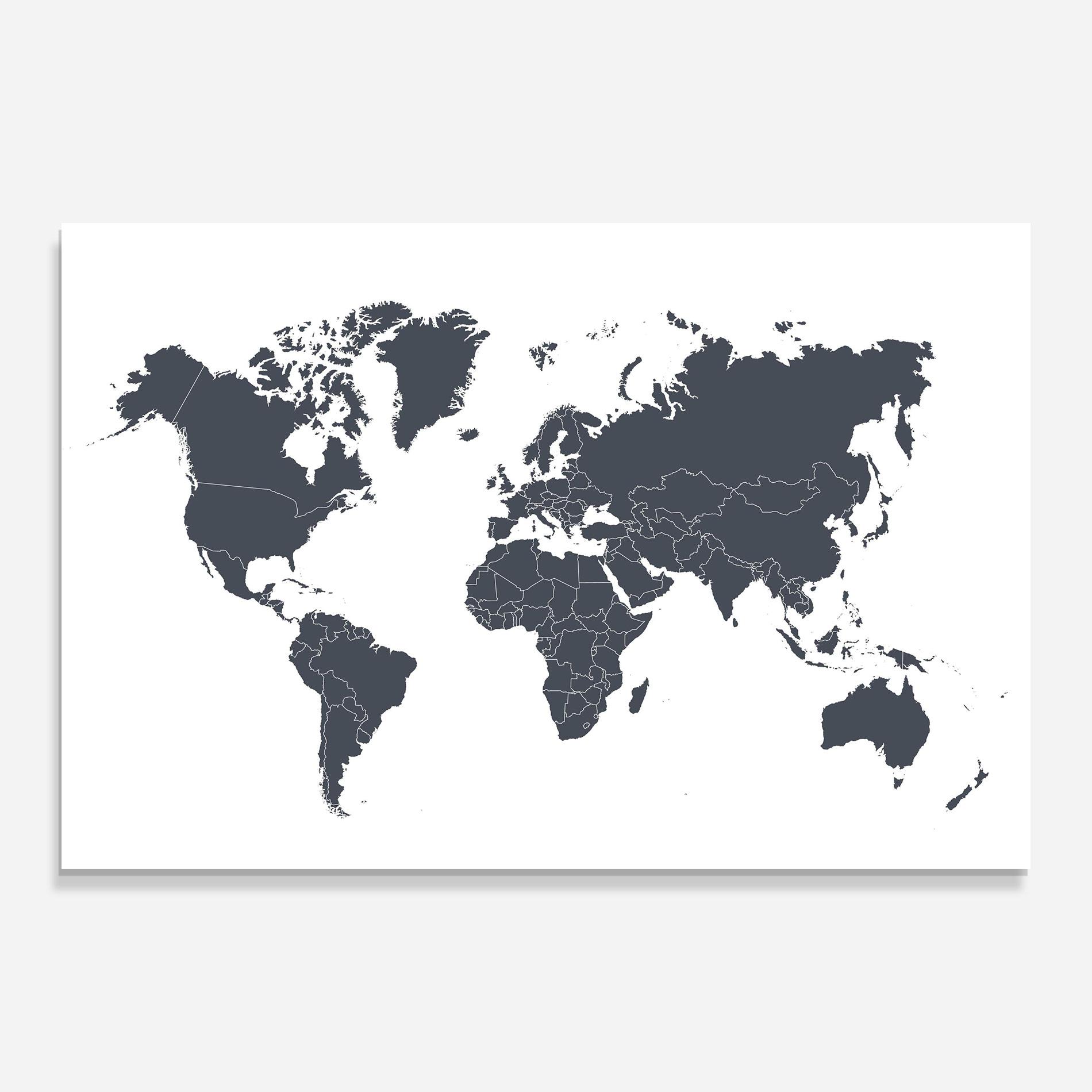 Glasbild World Grey Map mockup 0