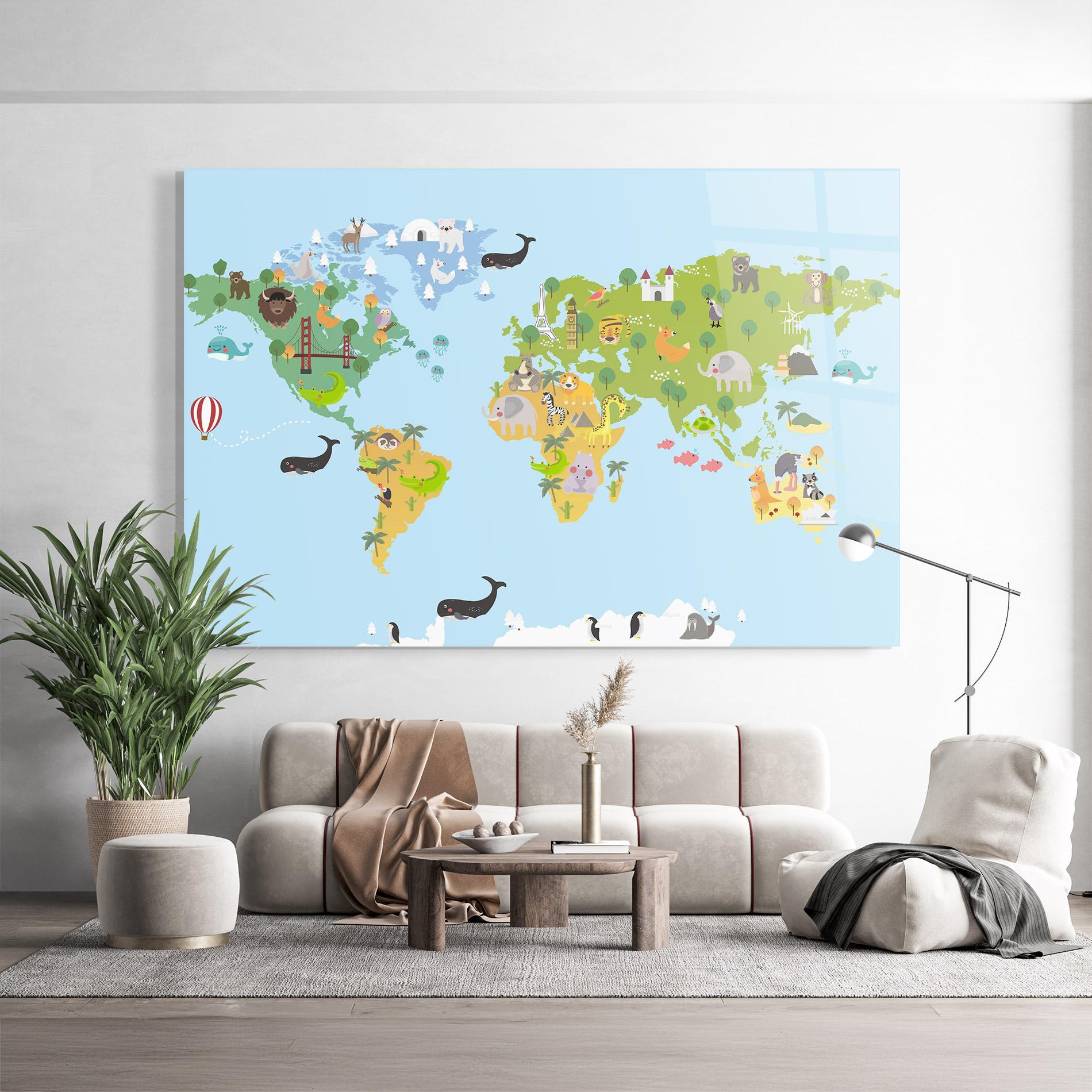 Glasbild Animals Cute Map mockup 9