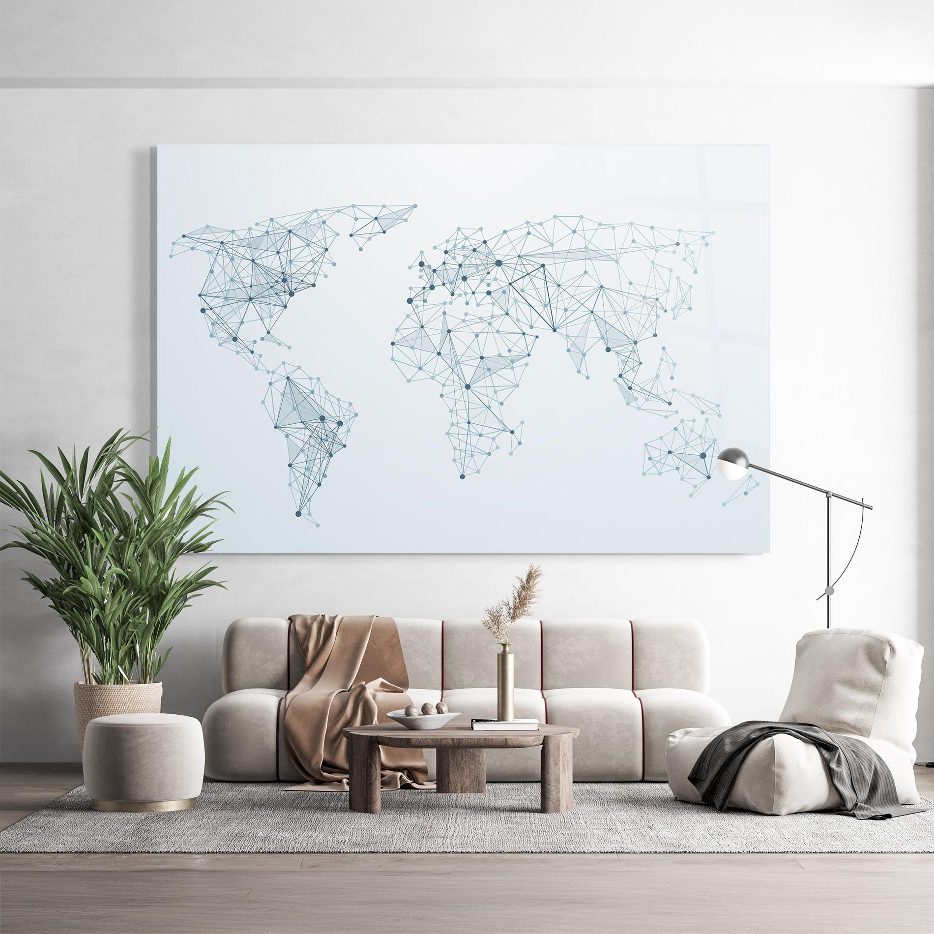 Glasbild Blue Line Map mockup 9
