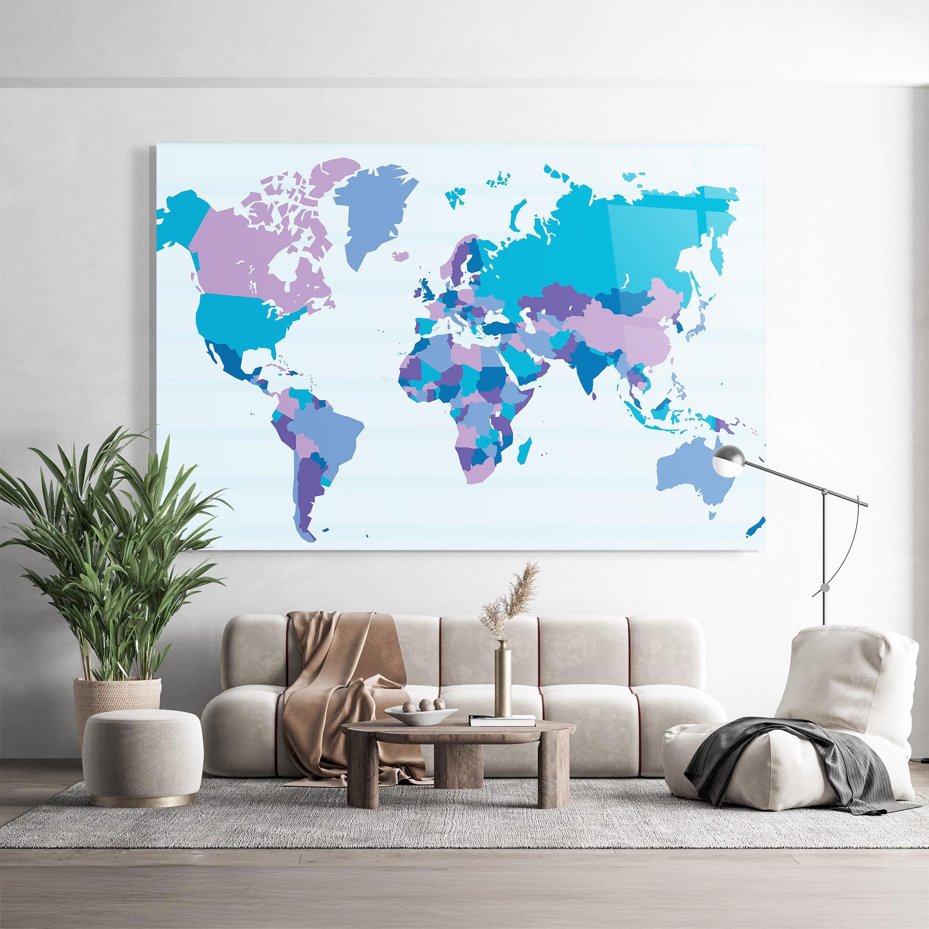 Glasbild Blue Purple Map mockup 9