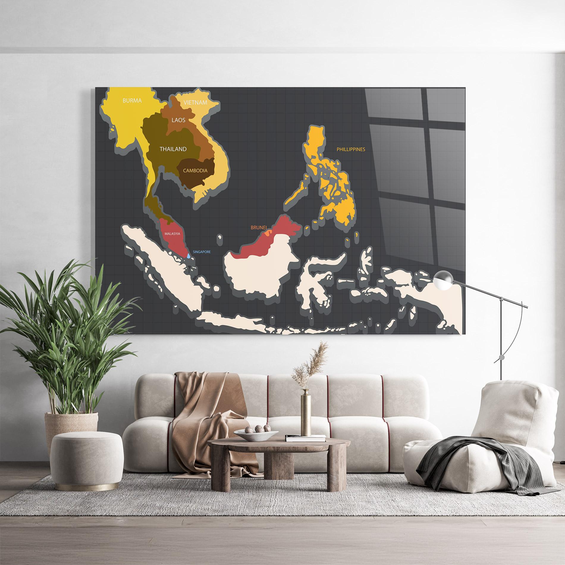 Glasbild Cream Map mockup 9