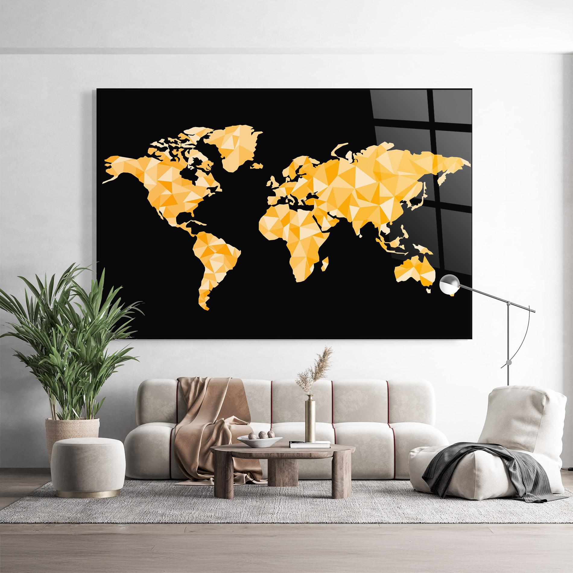 Glasbild Orange World Map mockup 9