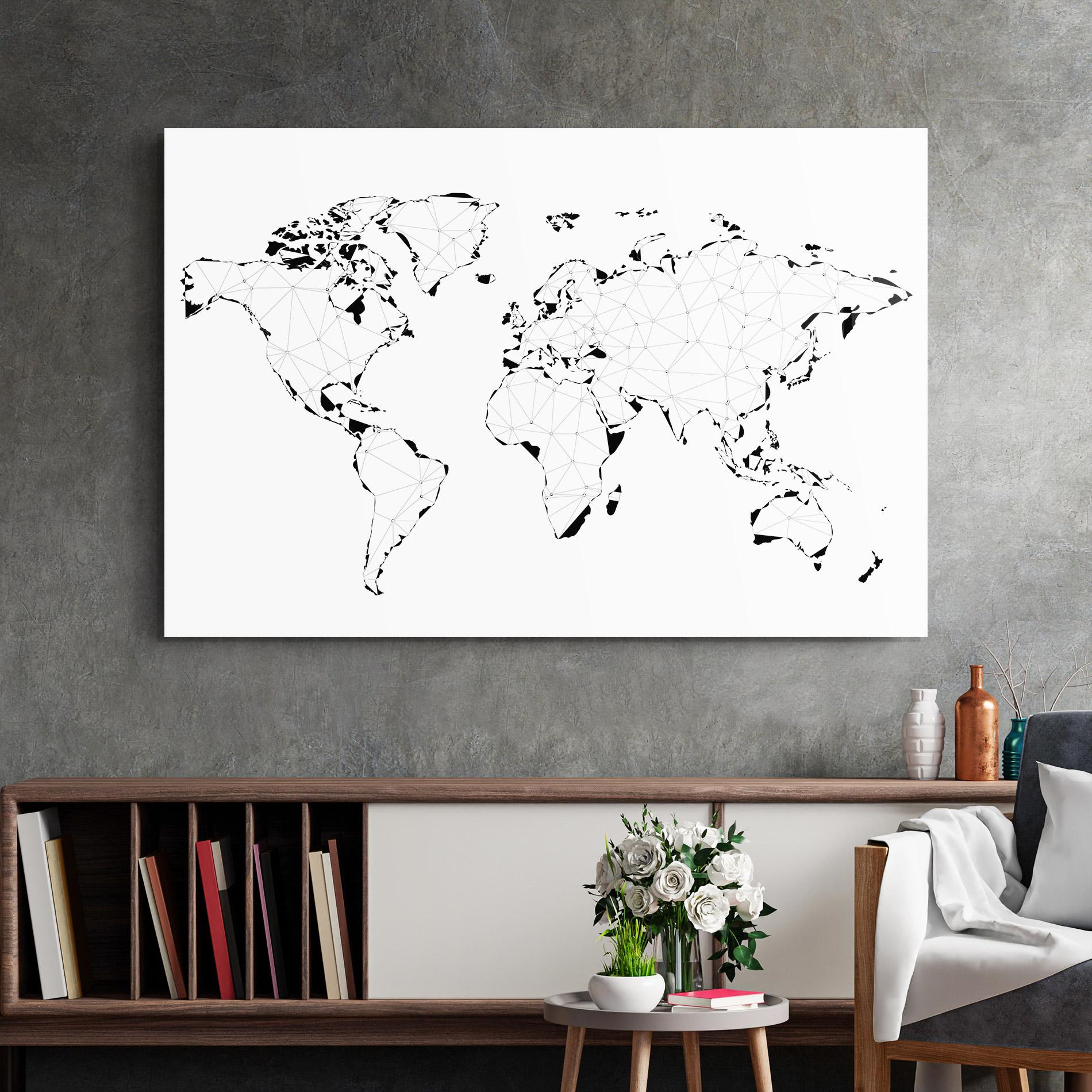 Glasbild Black Line Map mockup 2