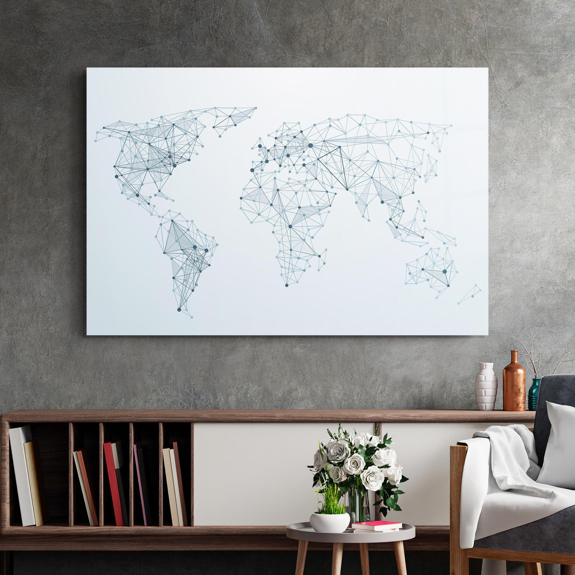 Glasbild Blue Line Map mockup 2