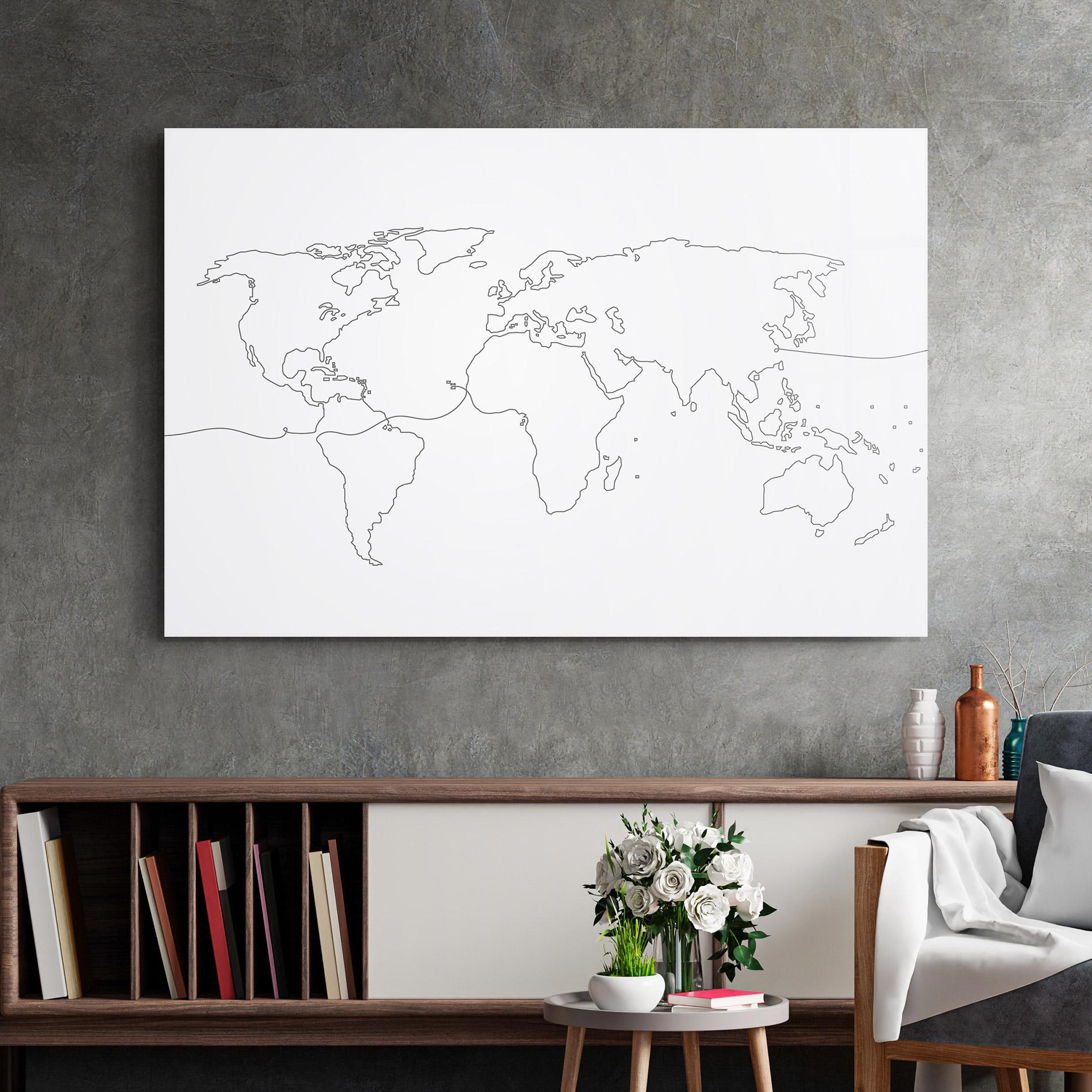 Glasbild Continuous Line Map mockup 2