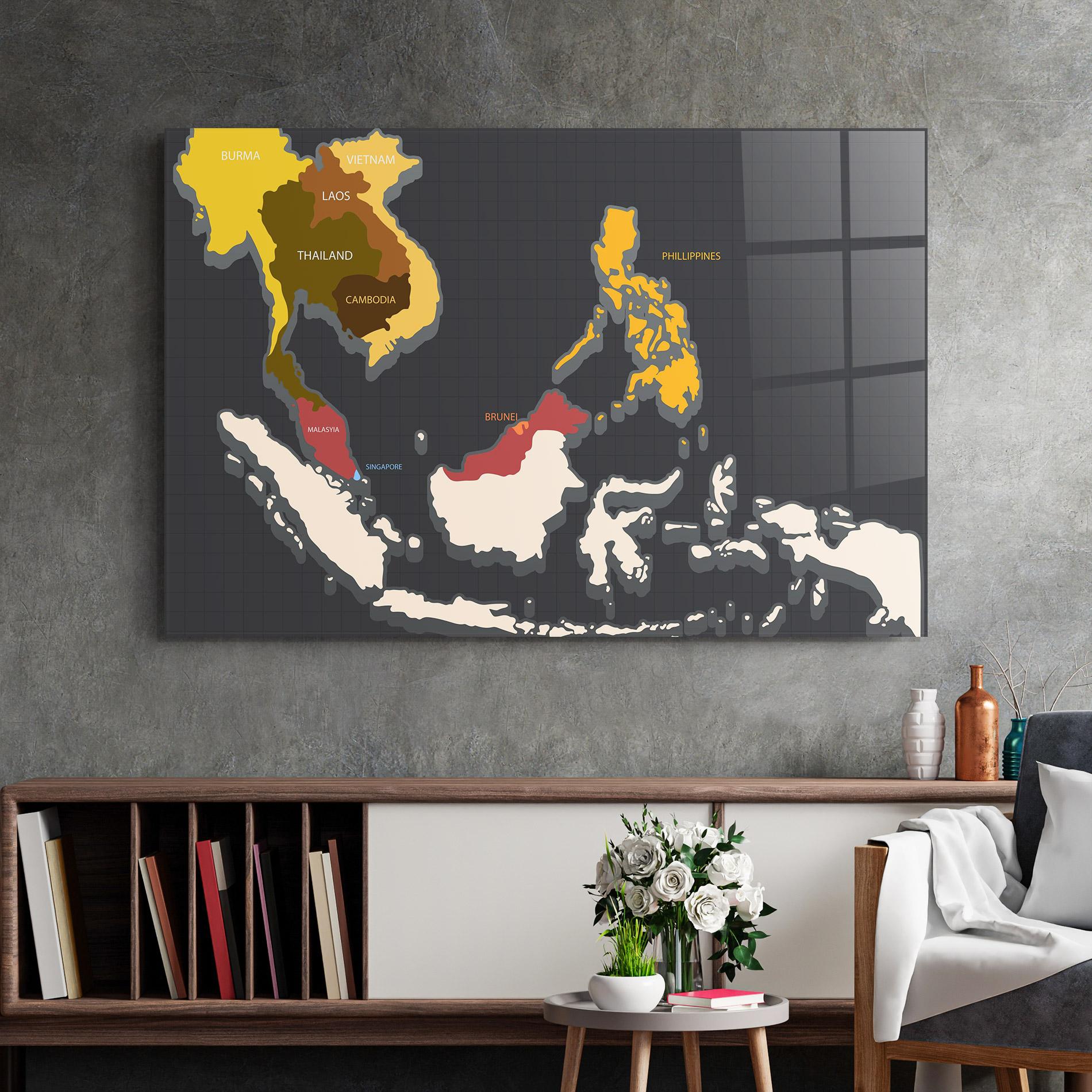 Glasbild Cream Map mockup 2