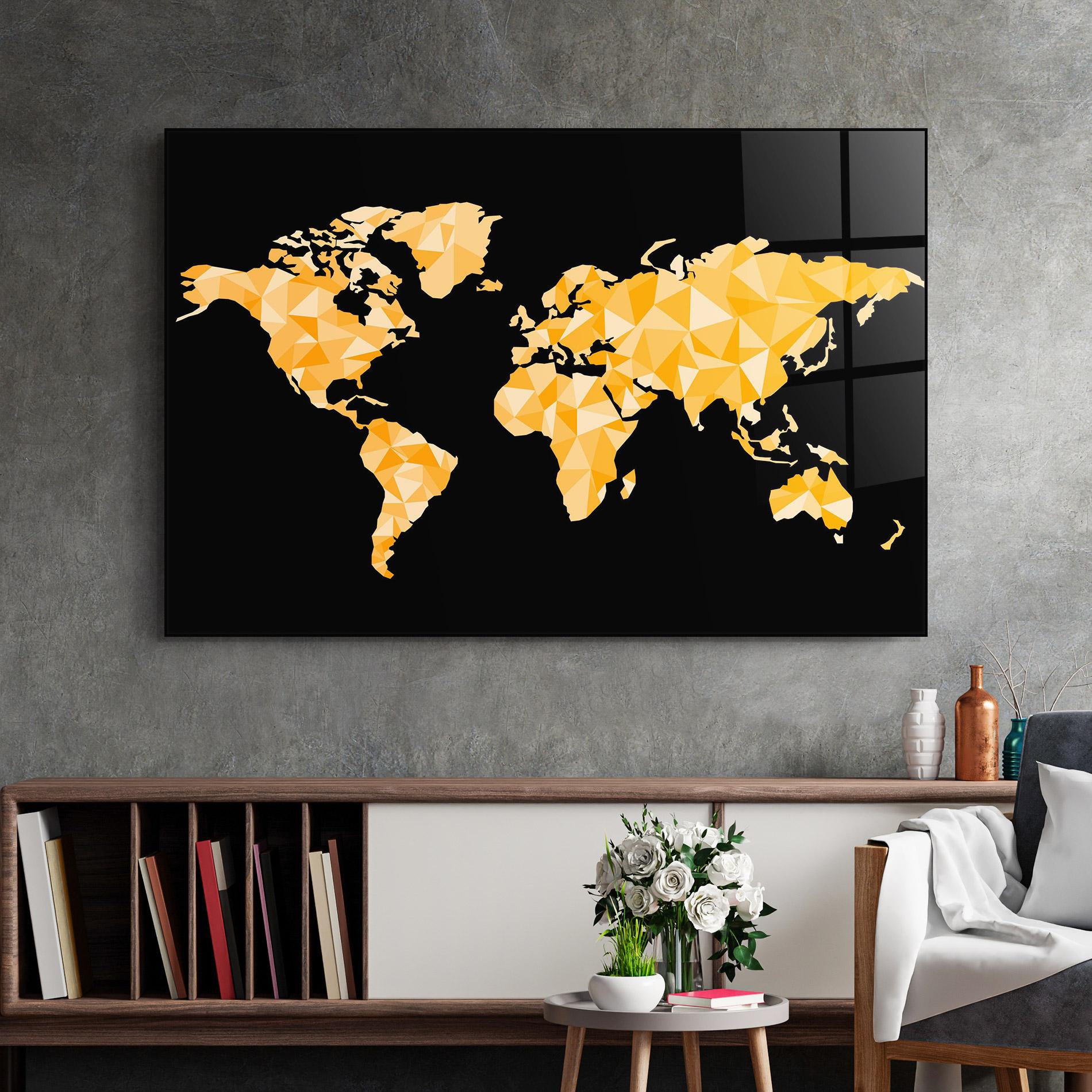 Glasbild Orange World Map mockup 2