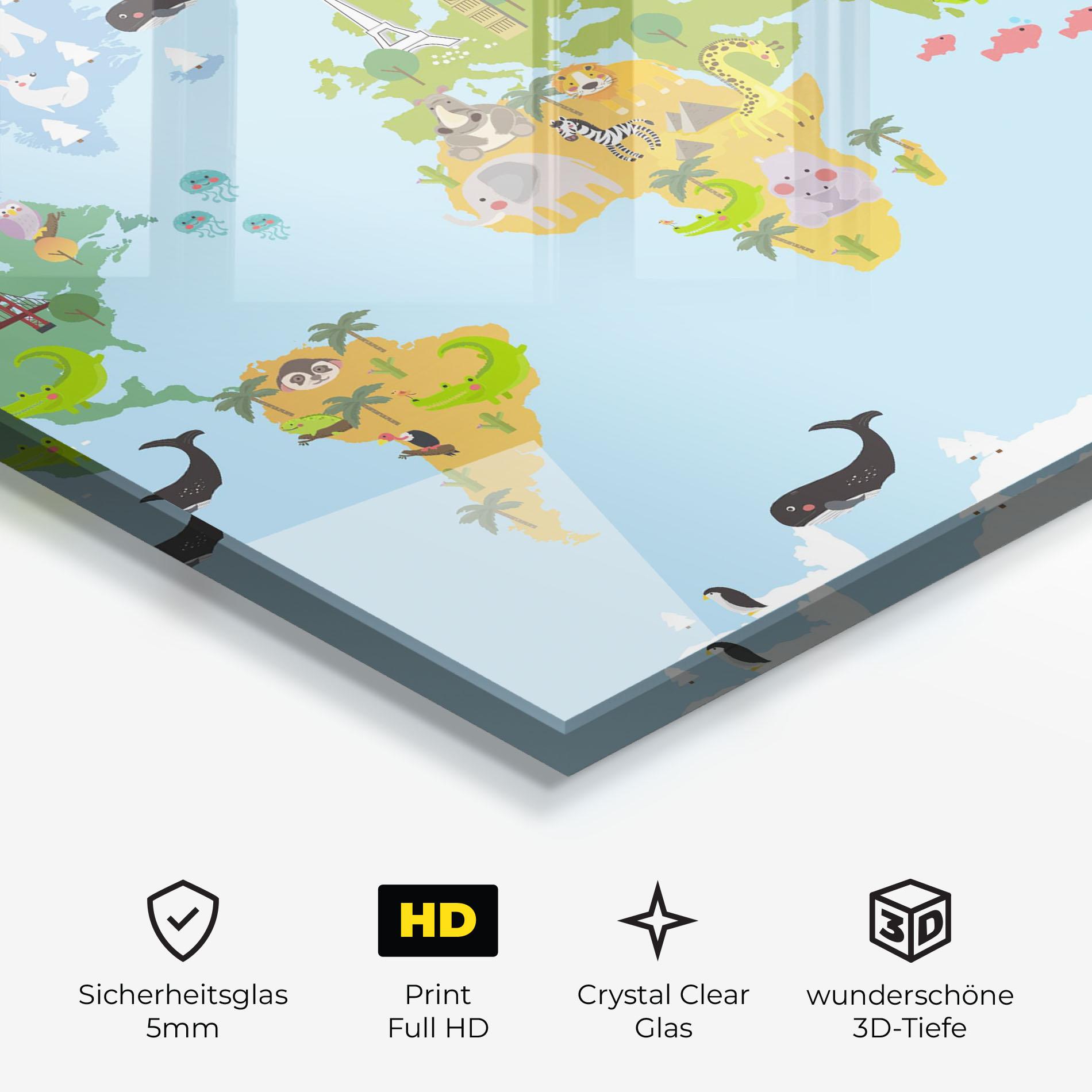 Glasbild Animals Cute Map mockup 3