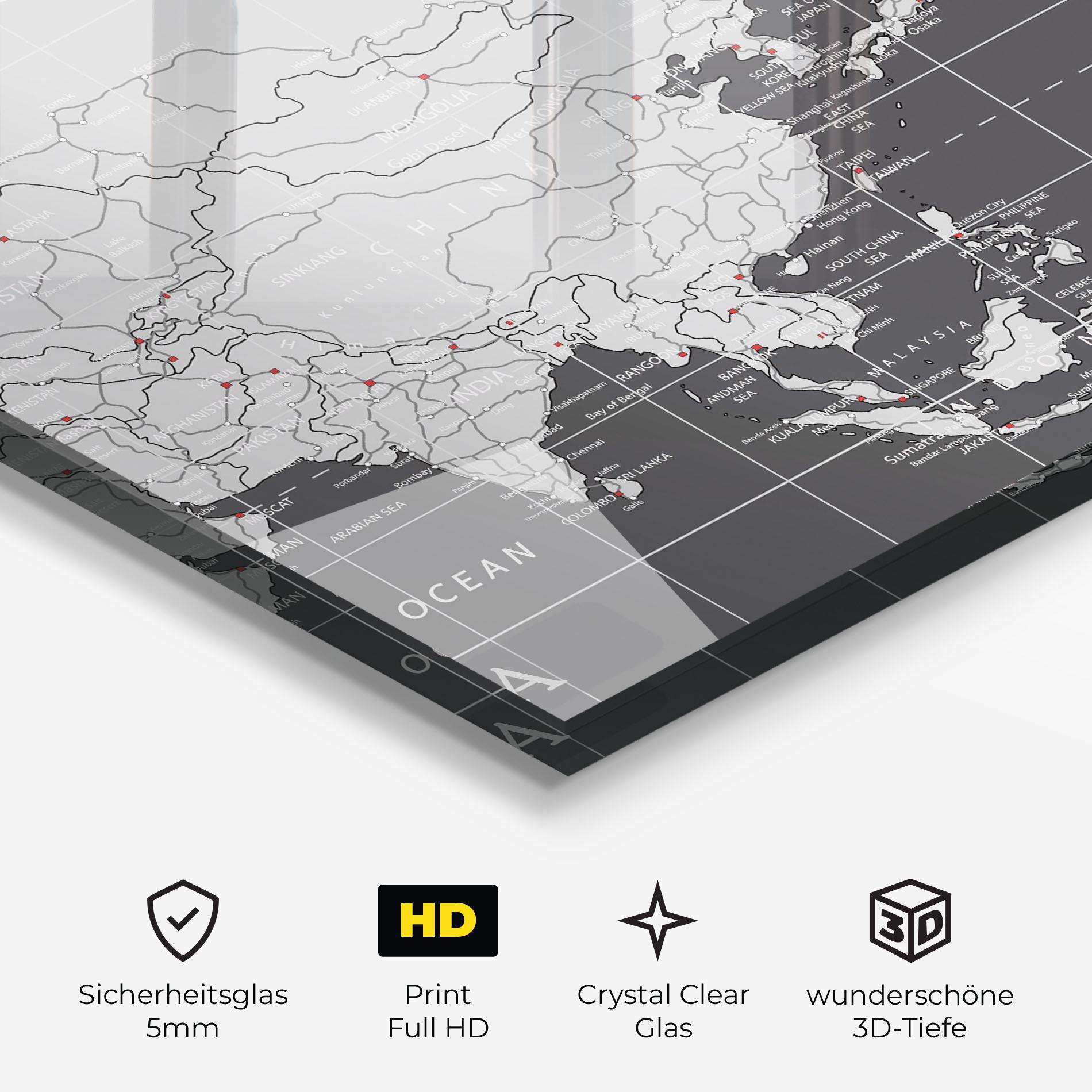 Glasbild Asia Minimal Map mockup 3