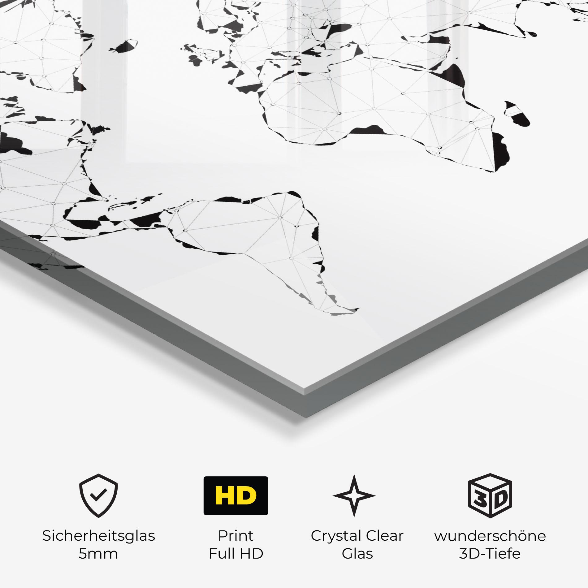 Glasbild Black Line Map mockup 3