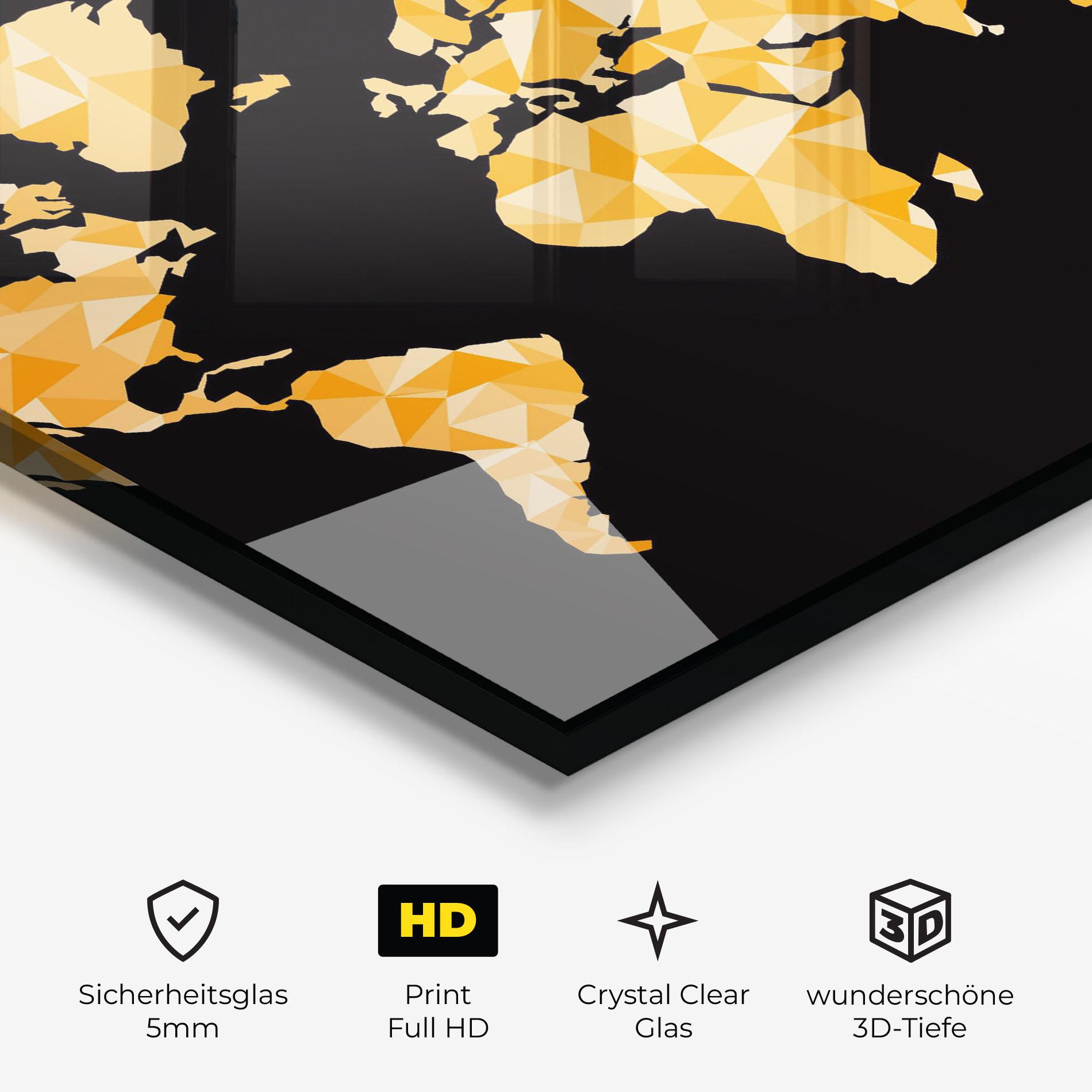 Glasbild Orange World Map mockup 3