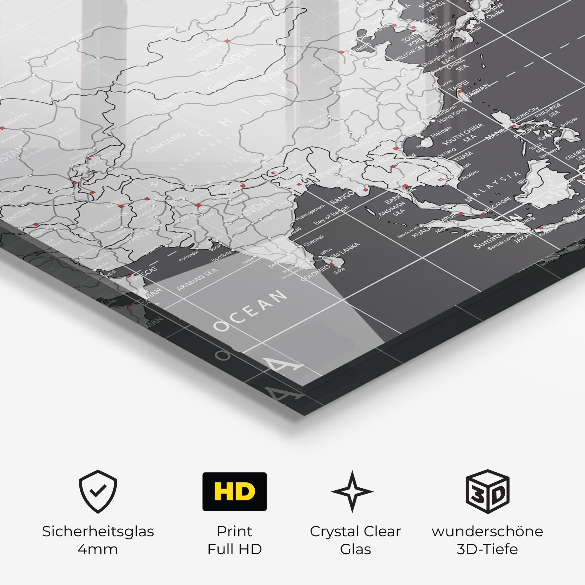 Glasbild Asia Minimal Map mockup 3