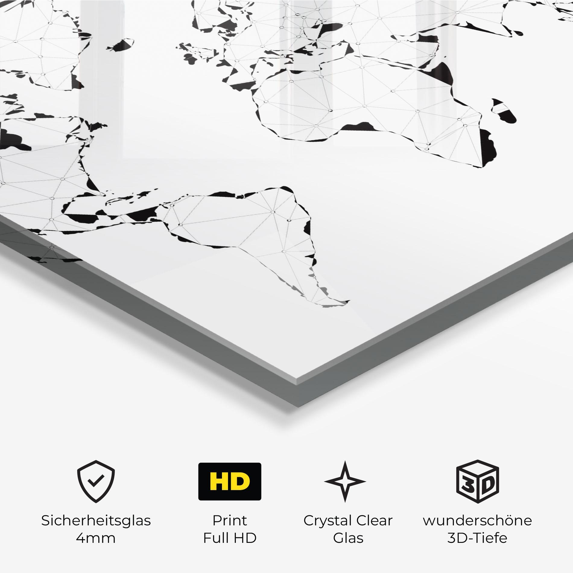 Glasbild Black Line Map mockup 3