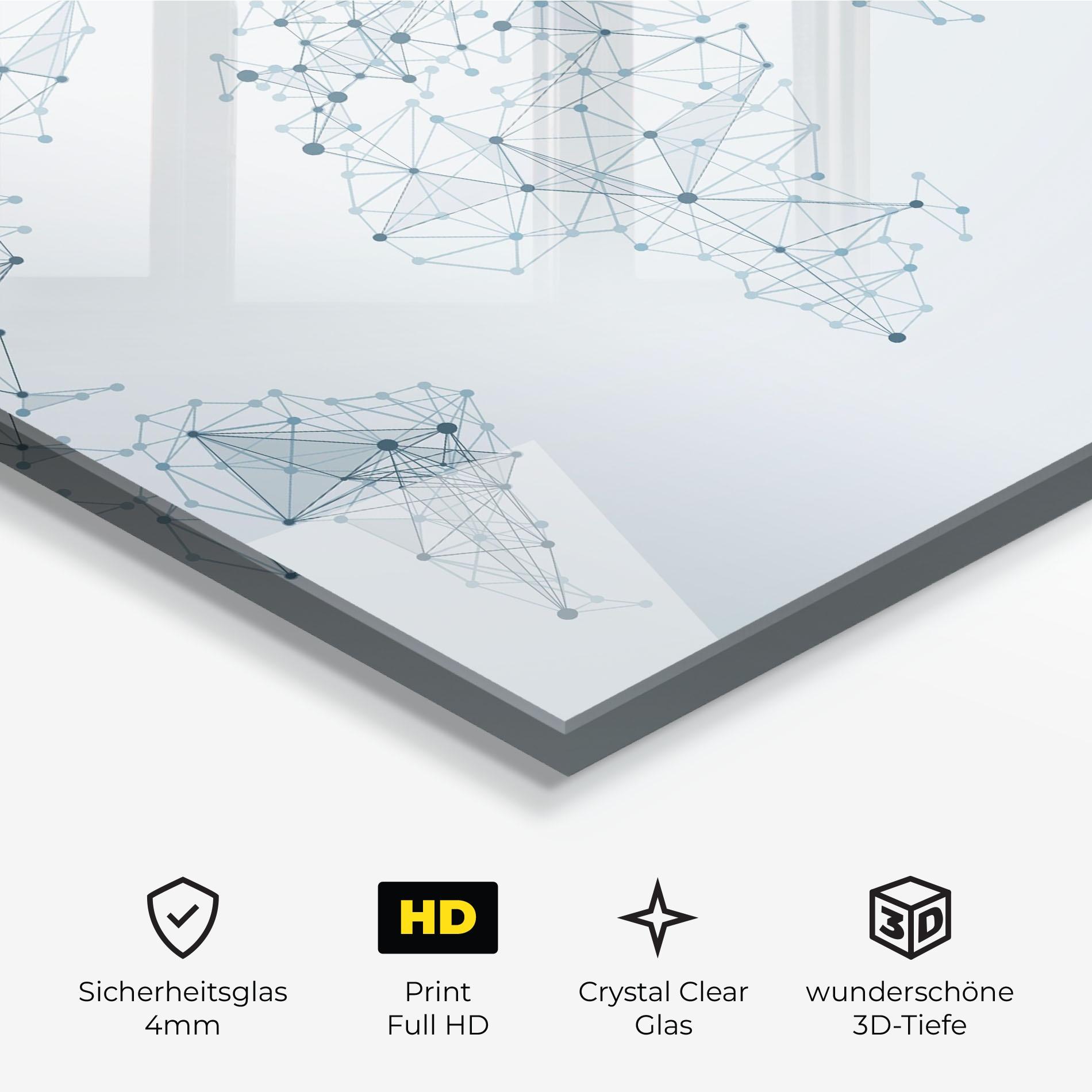 Glasbild Blue Line Map mockup 3
